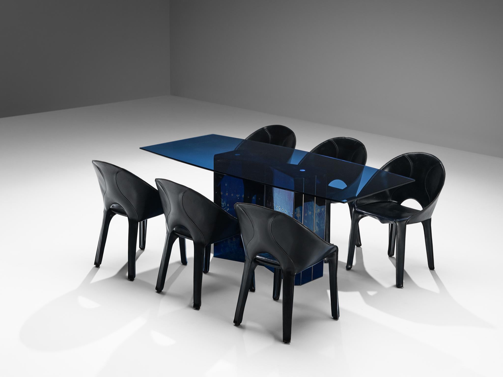 Italian Afra & Tobia Scarpa 'Polygonon' Dining Table & Mario Bellini Dining Chairs  For Sale