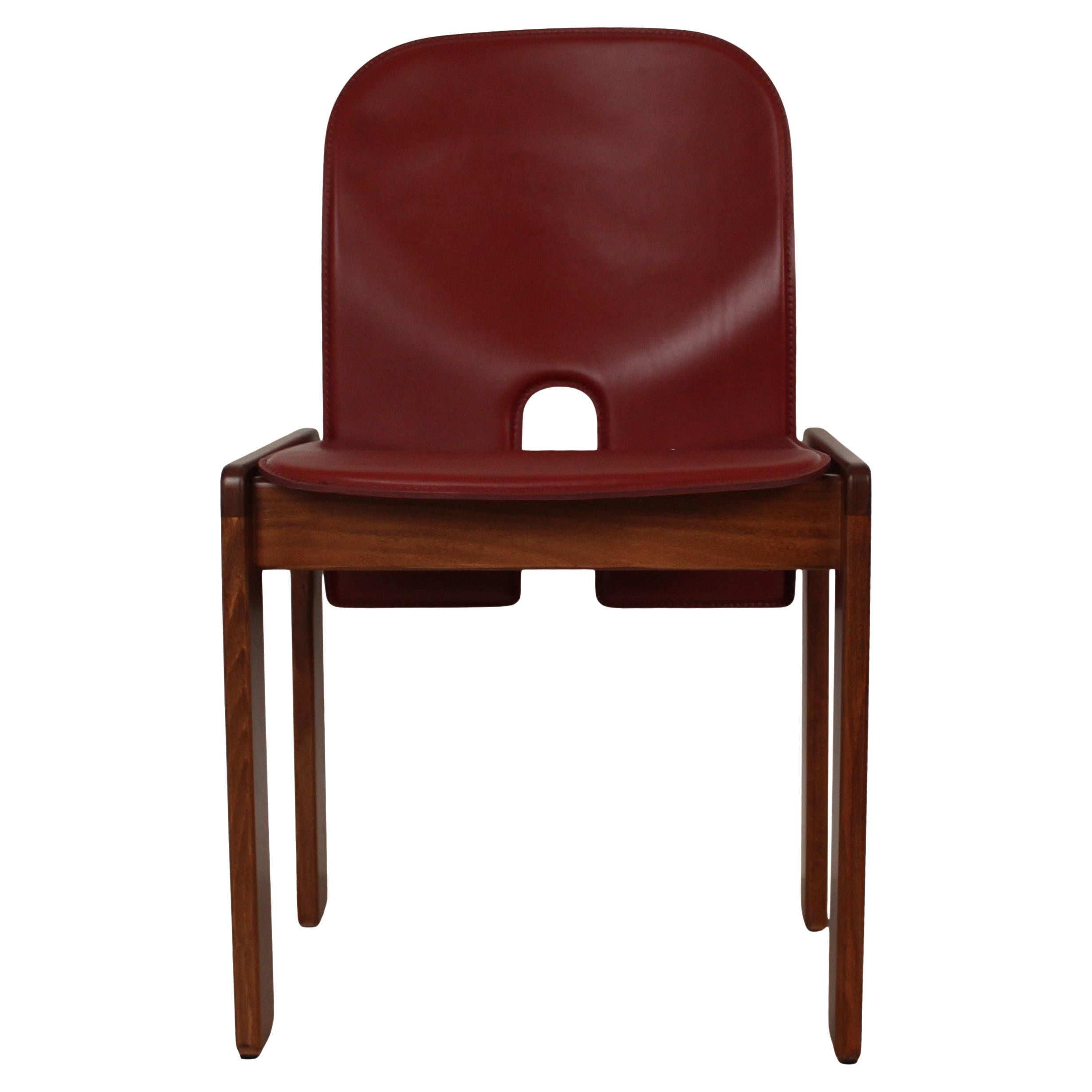 Sedia da pranzo 121 in pelle rossa di Afra & Tobia Scarpa per Cassina, 1967