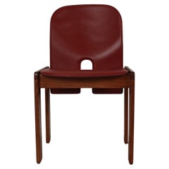 Sedia da pranzo 121 in pelle rossa di Afra & Tobia Scarpa per Cassina, 1967