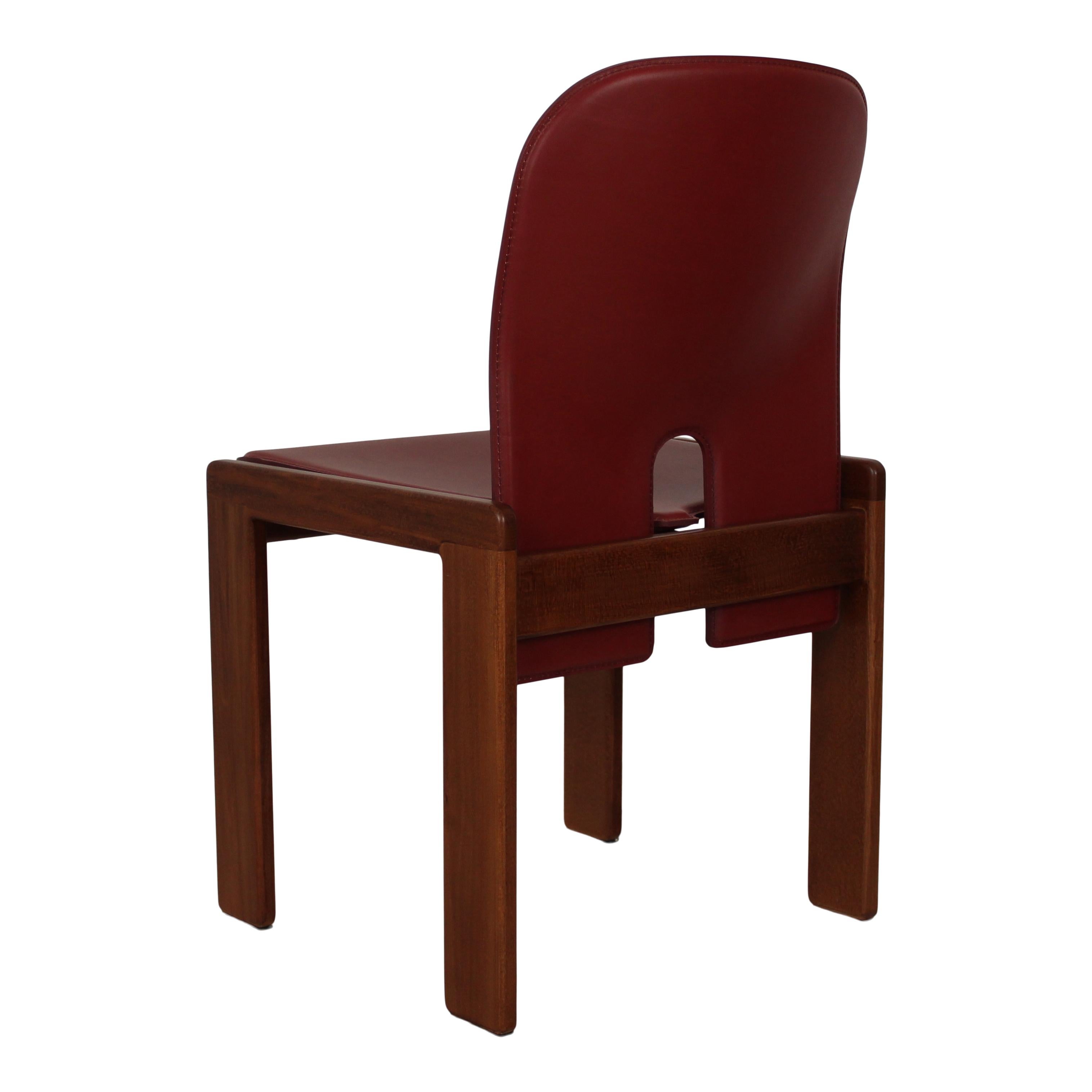 Afra & Tobia Scarpa Red Leather 121 Dining Chair for Cassina, 1967, Set of 8 8