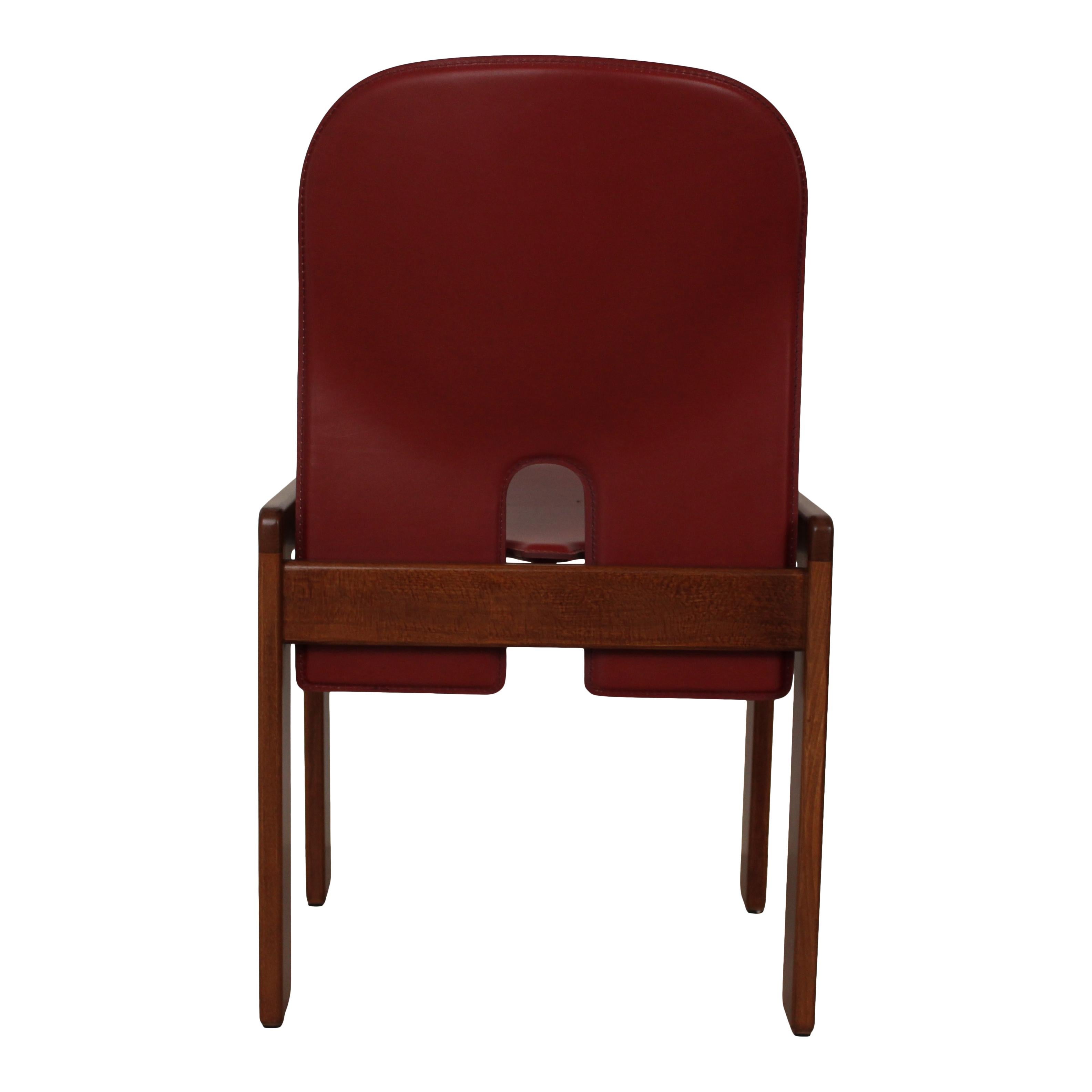 Afra & Tobia Scarpa Red Leather 121 Dining Chair for Cassina, 1967, Set of 8 9