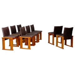 Afra 
Tobia Scarpa Set Midcentury Chair for Molteni, Monk Series, 1970s