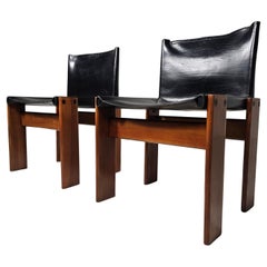Afra 
Tobia Scarpa Set of 2 
Monk
 Dining Chairs in Black Leather, 1970s