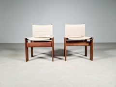 Afra & Tobia Scarpa Set of 2 'Monk' Dining Chairs in Canvas, 1970s