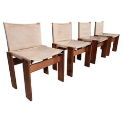 Afra & Tobia Scarpa Set of 4 'Monk' Dining Chairs in Canvas, 1970s