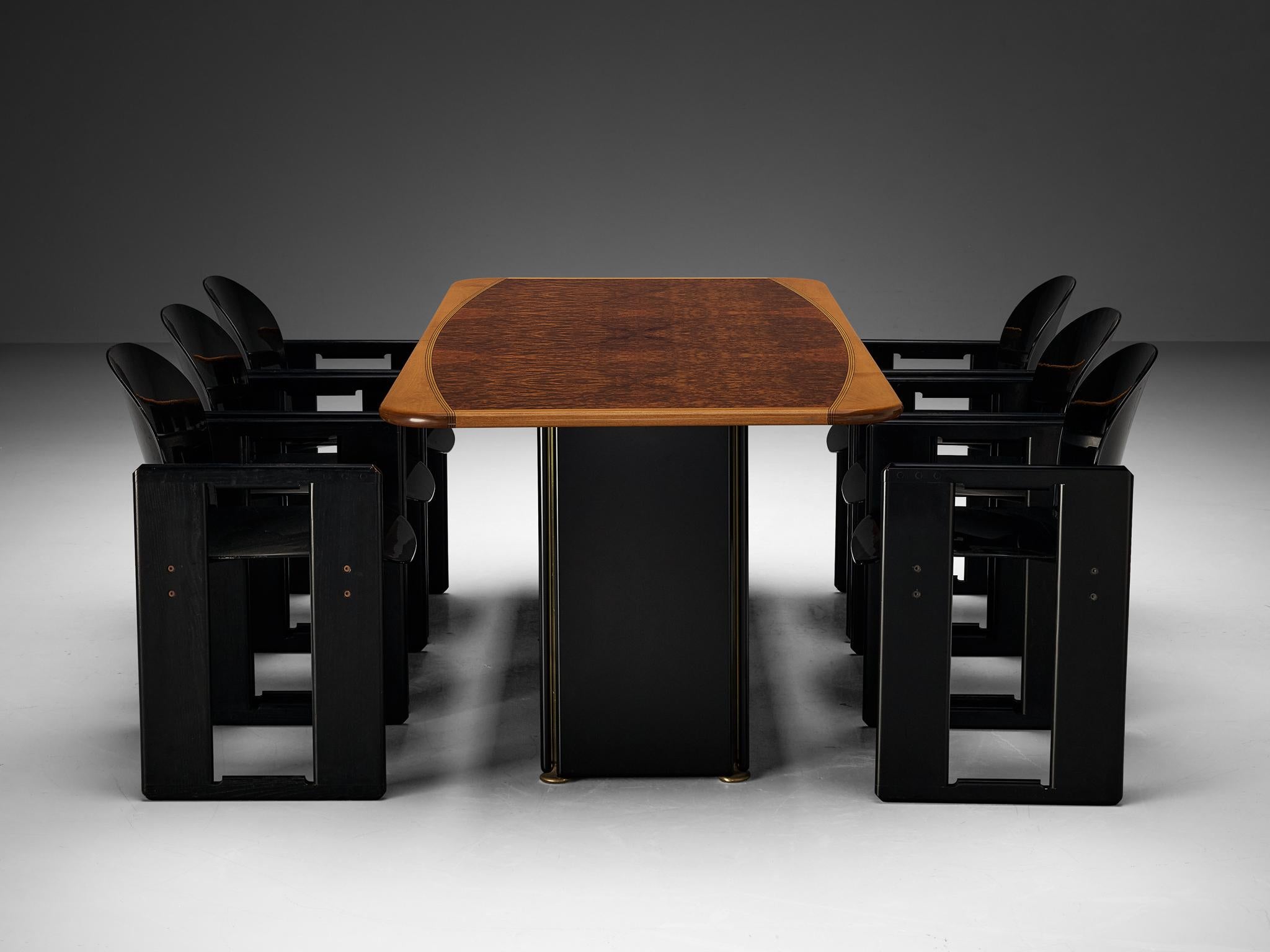 Post-Modern Afra & Tobia Scarpa Set of Dining Table with Set of Six Dialogo Chairs For Sale