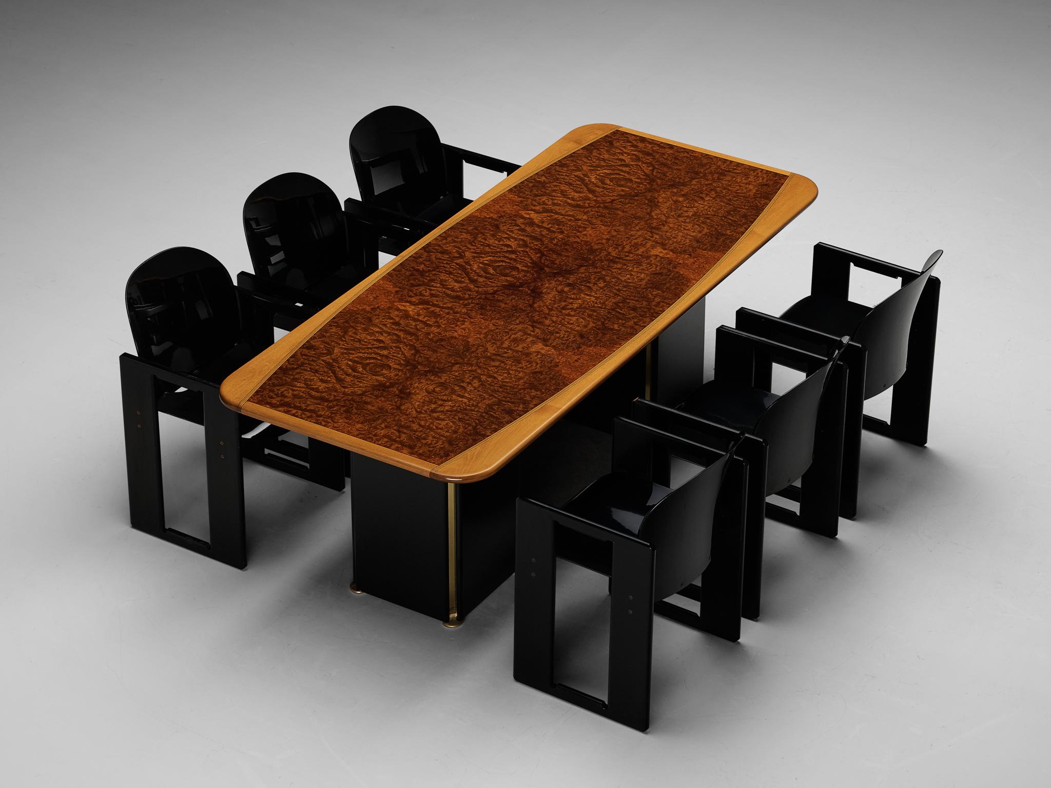 Late 20th Century Afra & Tobia Scarpa Set of Dining Table with Set of Six Dialogo Chairs