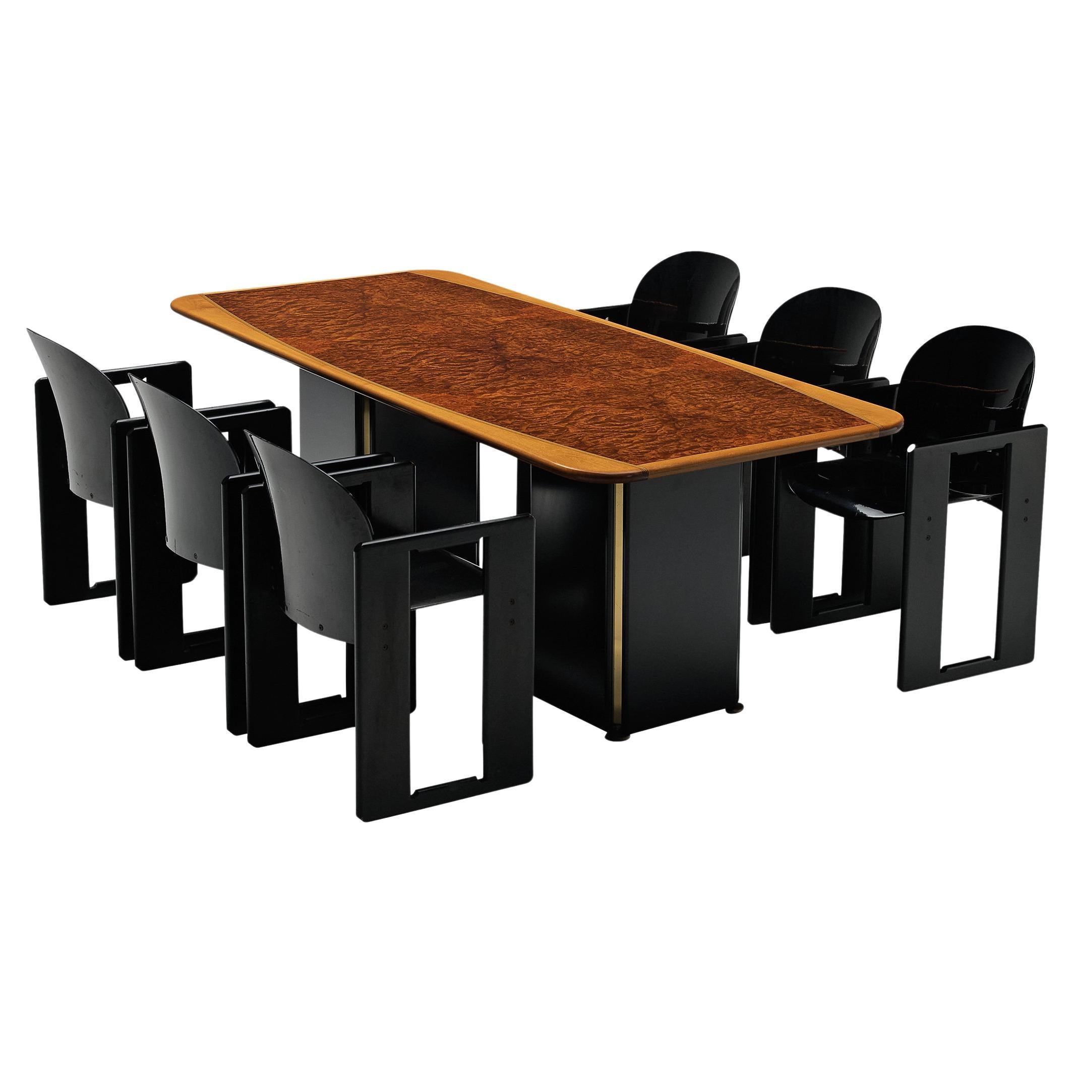 Afra & Tobia Scarpa Set of Dining Table with Set of Six Dialogo Chairs