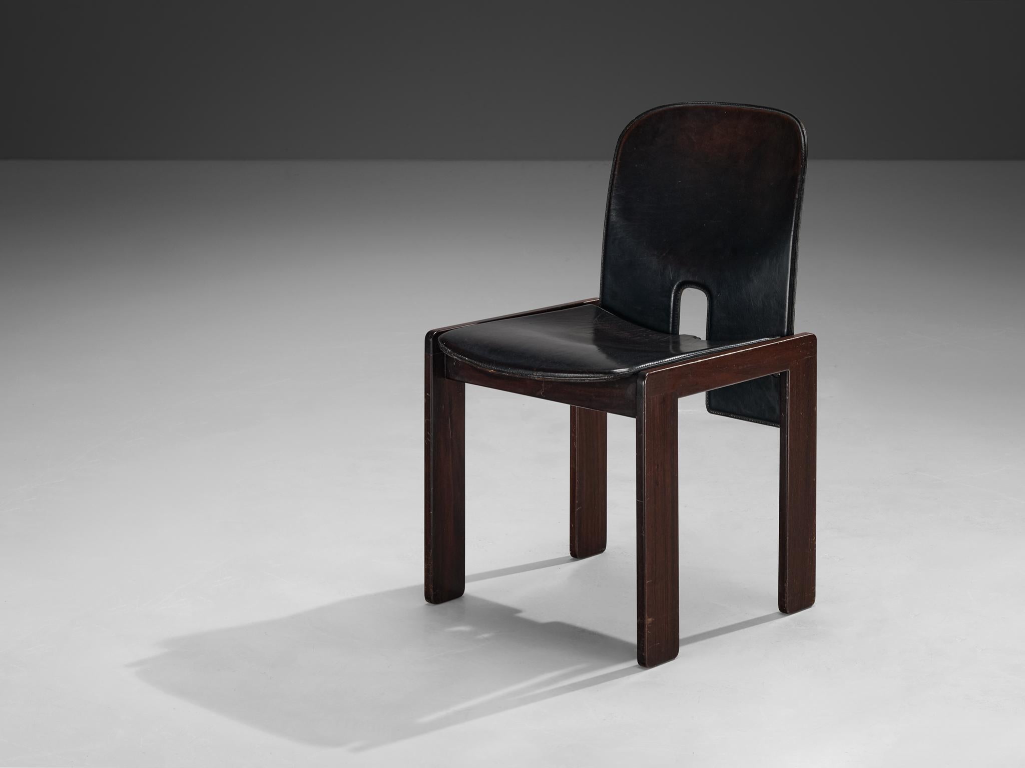 Leather Afra & Tobia Scarpa Set of Eight '121' Dining Chairs