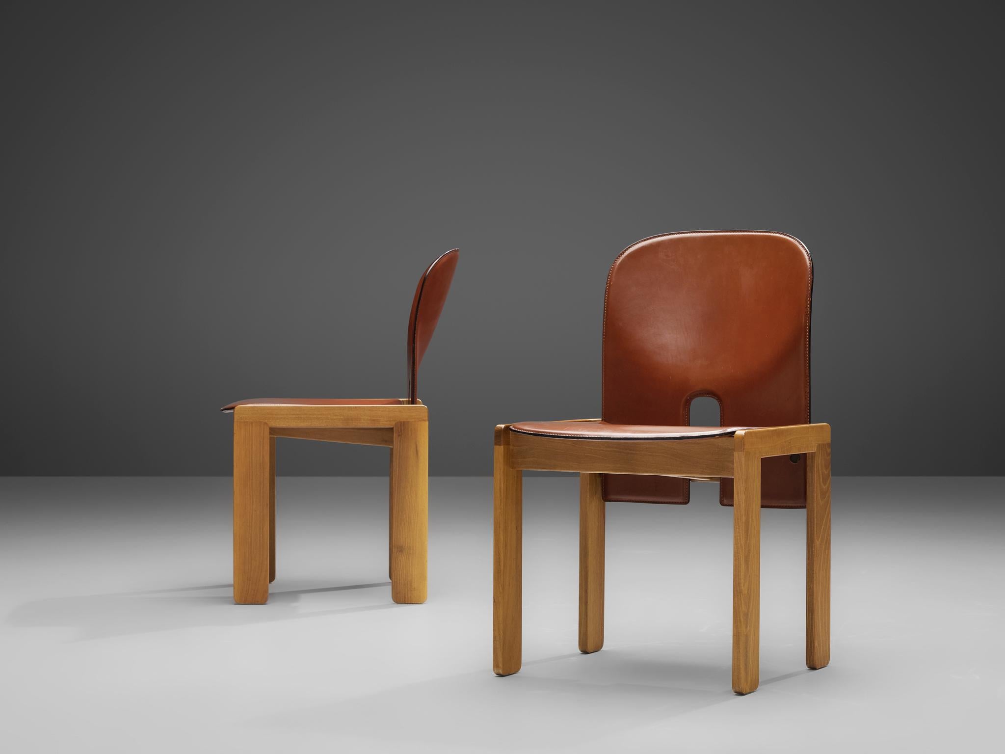 Afra & Tobia Scarpa Set of Eight '121' Dining Chairs in Red Leather 2