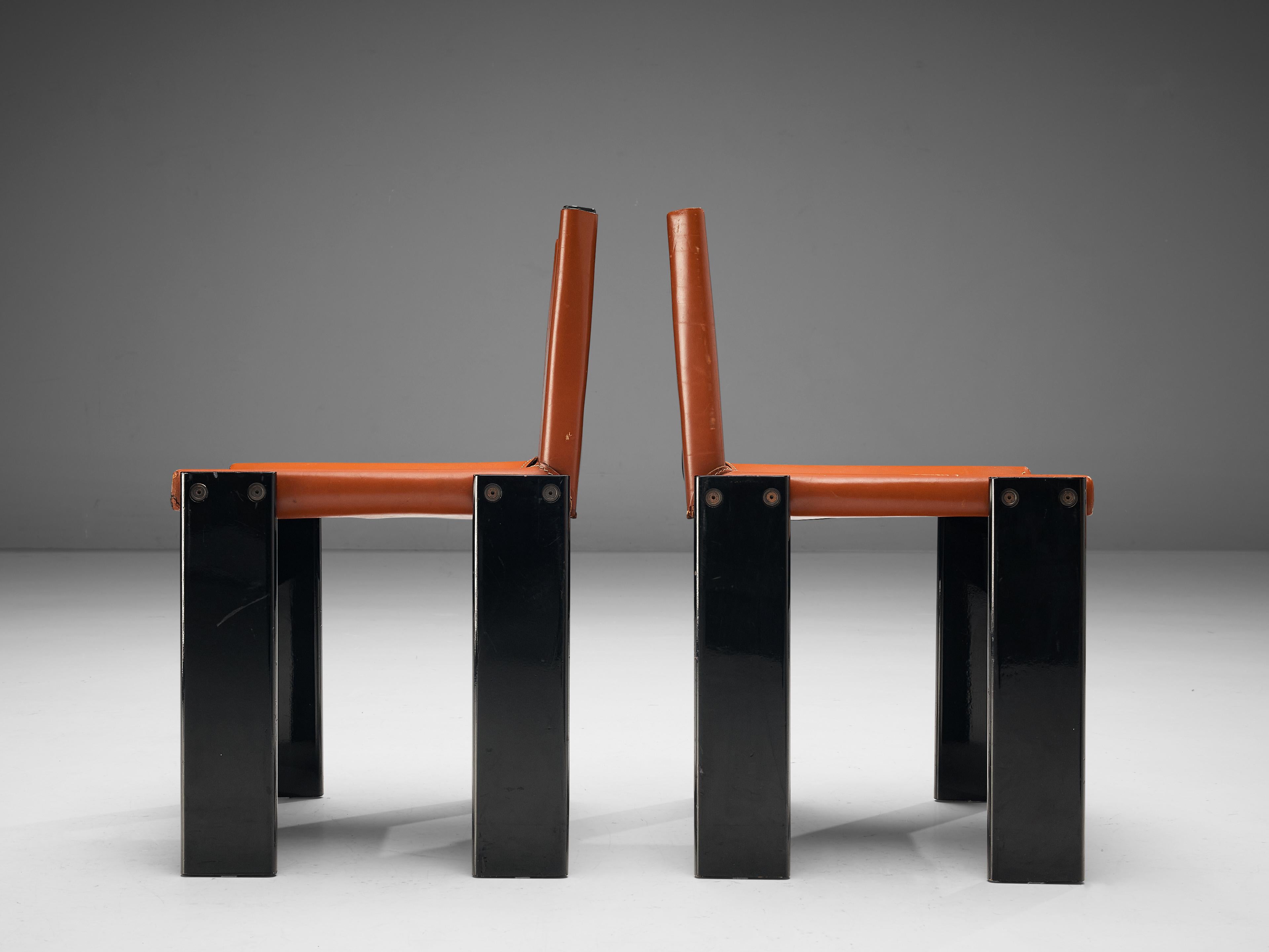 Afra & Tobia Scarpa Set of Eight 'Monk' Dining Chairs in Leather and Walnut 4