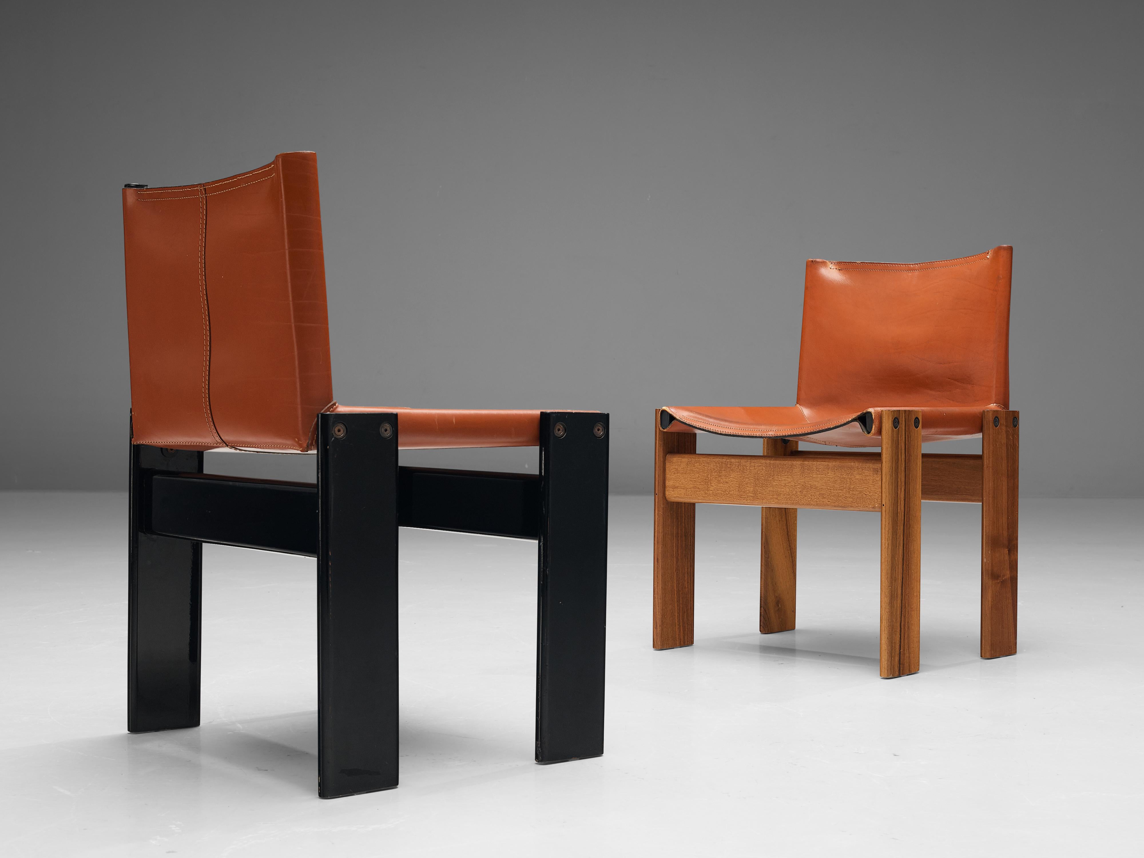 Afra & Tobia Scarpa Set of Eight 'Monk' Dining Chairs in Leather and Walnut 2