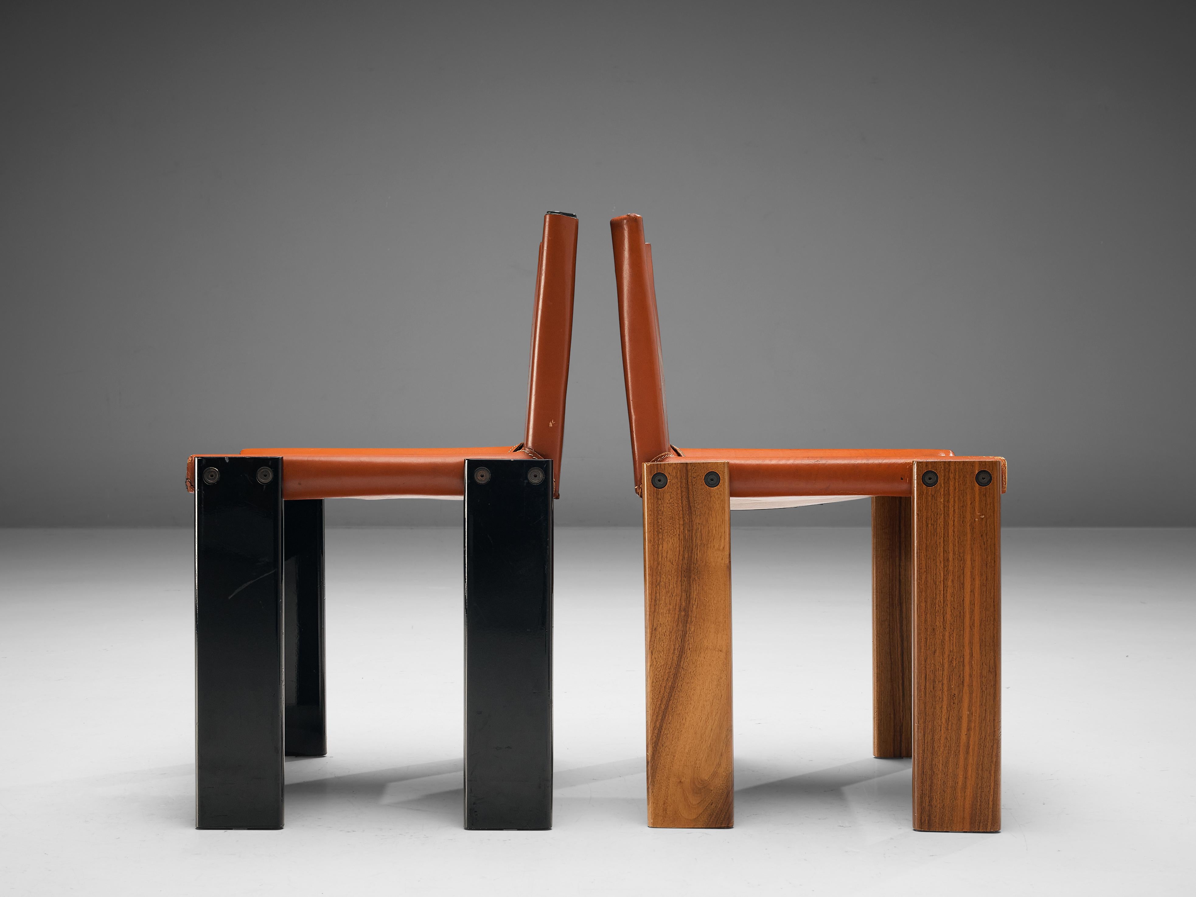Afra & Tobia Scarpa Set of Eight 'Monk' Dining Chairs in Leather and Walnut 3