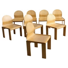 Afra & Tobia Scarpa Set of Eight Plywood Dining Chairs 1970s