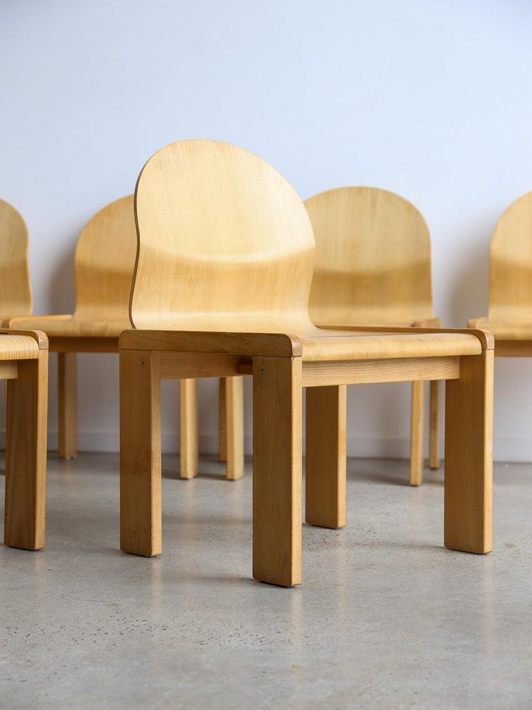 Afra & Tobia Scarpa Set of Eight Plywood Dining Chairs 1970s finales del siglo XX en venta