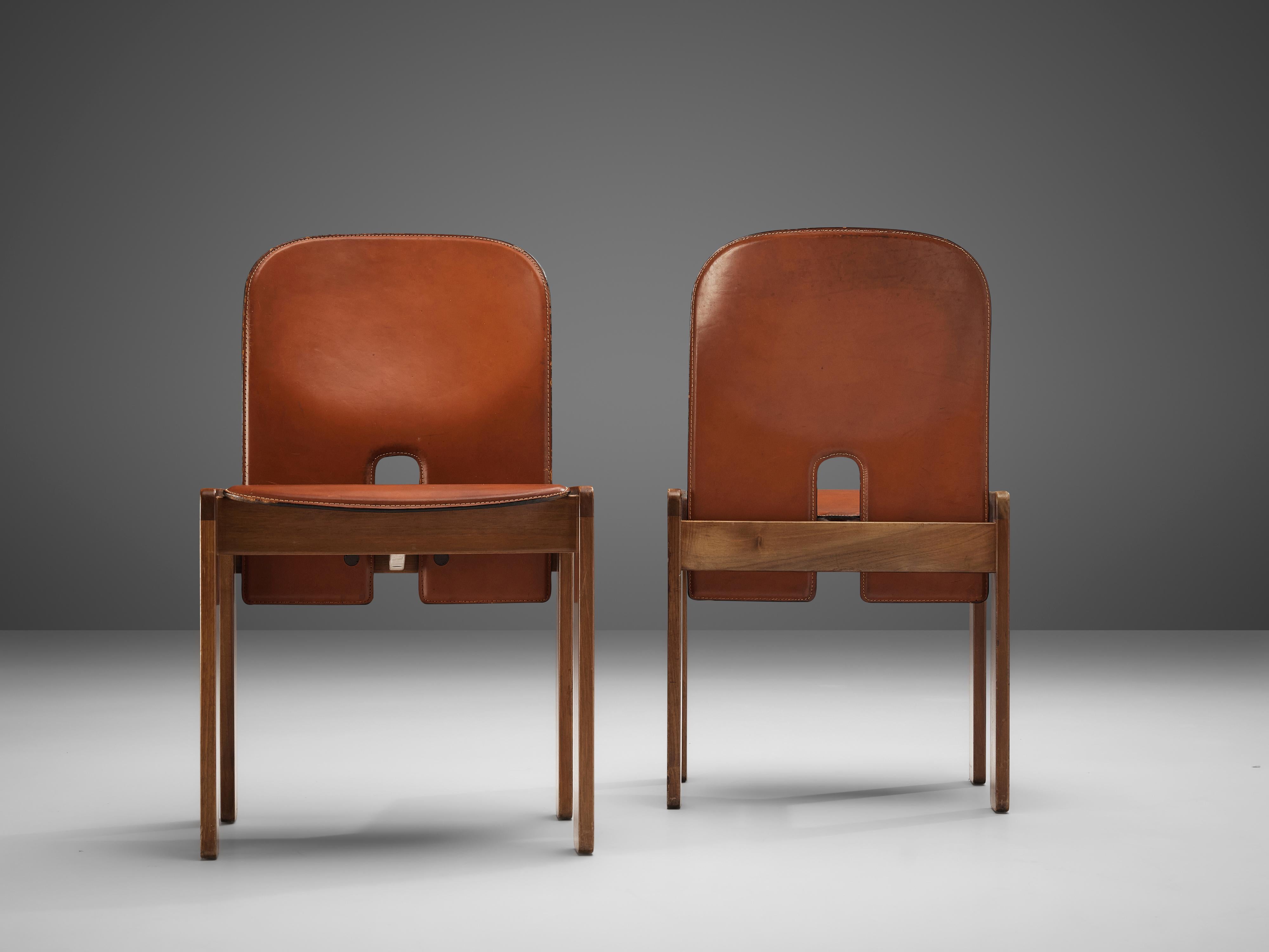 Late 20th Century Afra & Tobia Scarpa Set of Four '121' Dining Chairs in Leather