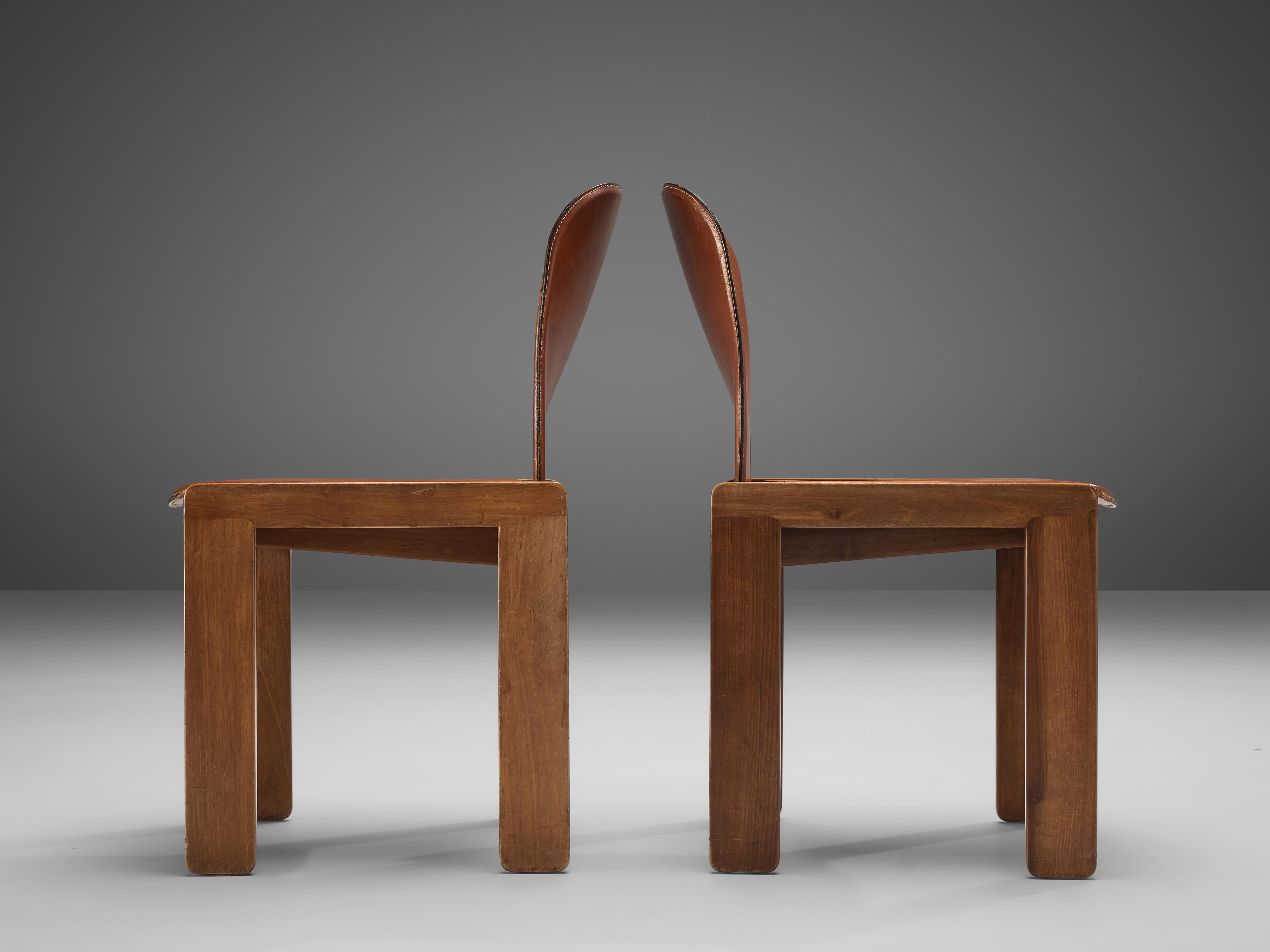 Afra & Tobia Scarpa Set of Four '121' Dining Chairs in Leather 2