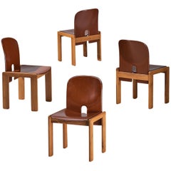 Afra & Tobia Scarpa Set of Four '121' Dining Chairs in Leather 