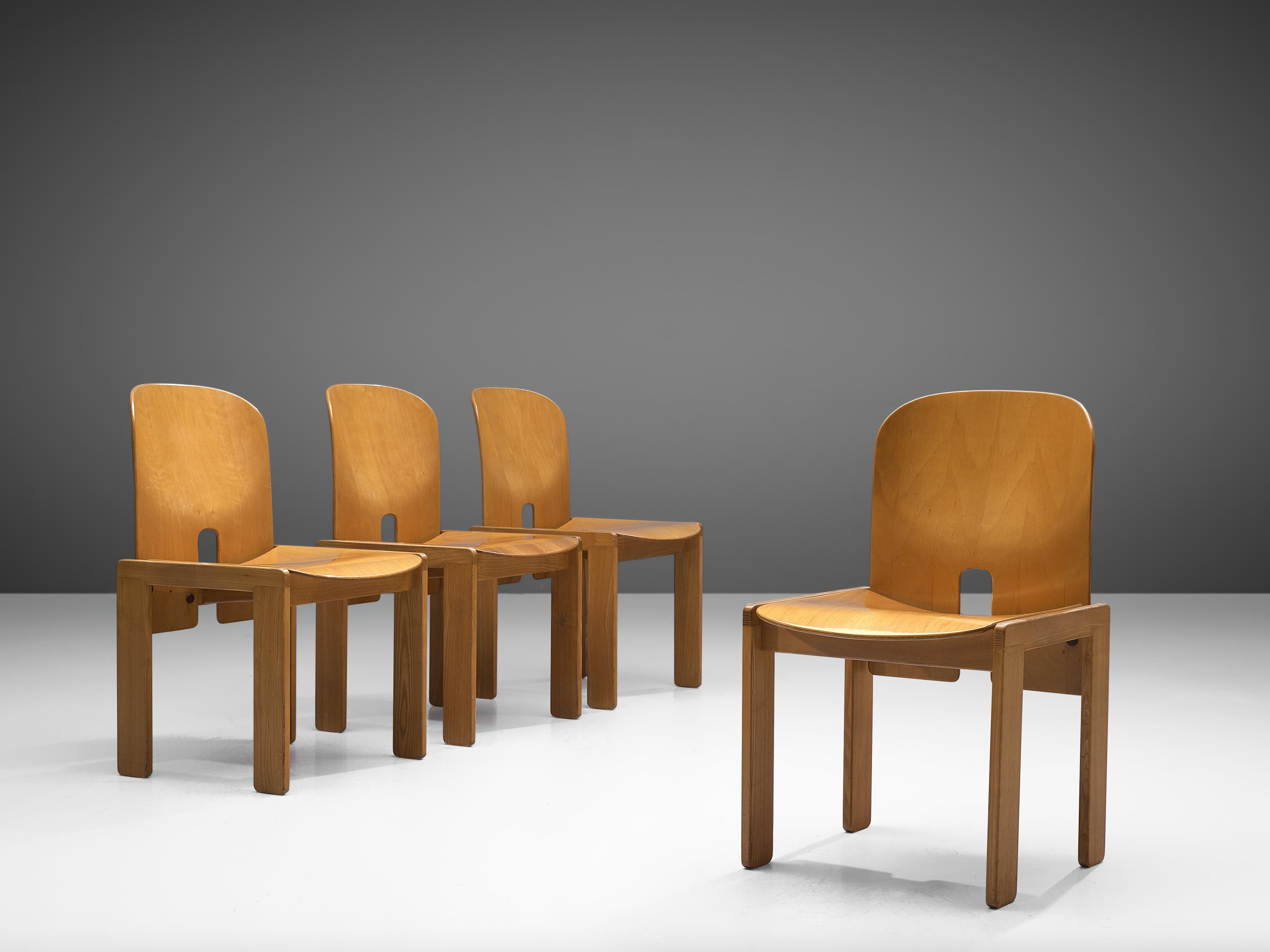 Italian Afra & Tobia Scarpa Set of Four '121' Dining Chairs in Maple and Ash