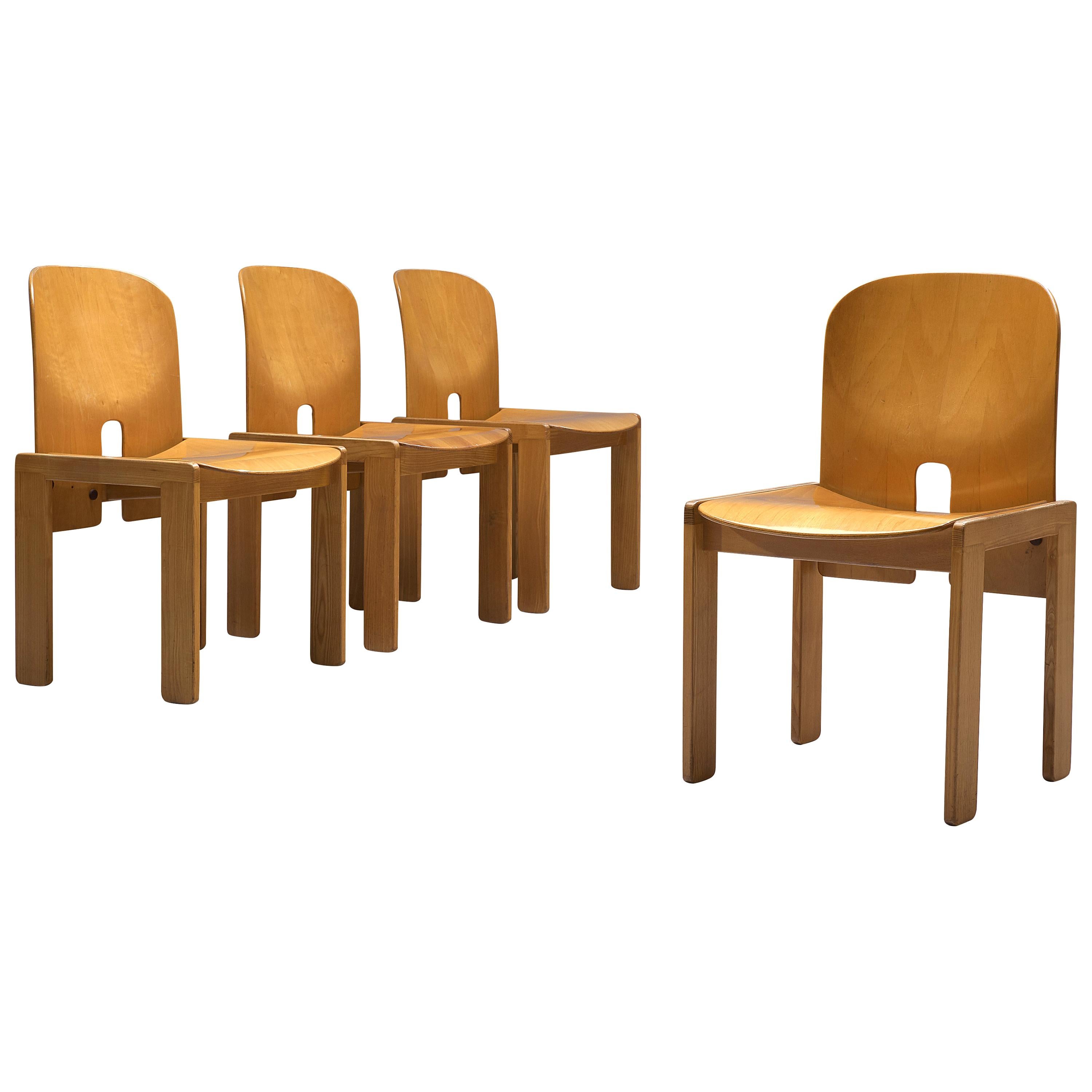 Afra & Tobia Scarpa Set of Four '121' Dining Chairs in Maple and Ash