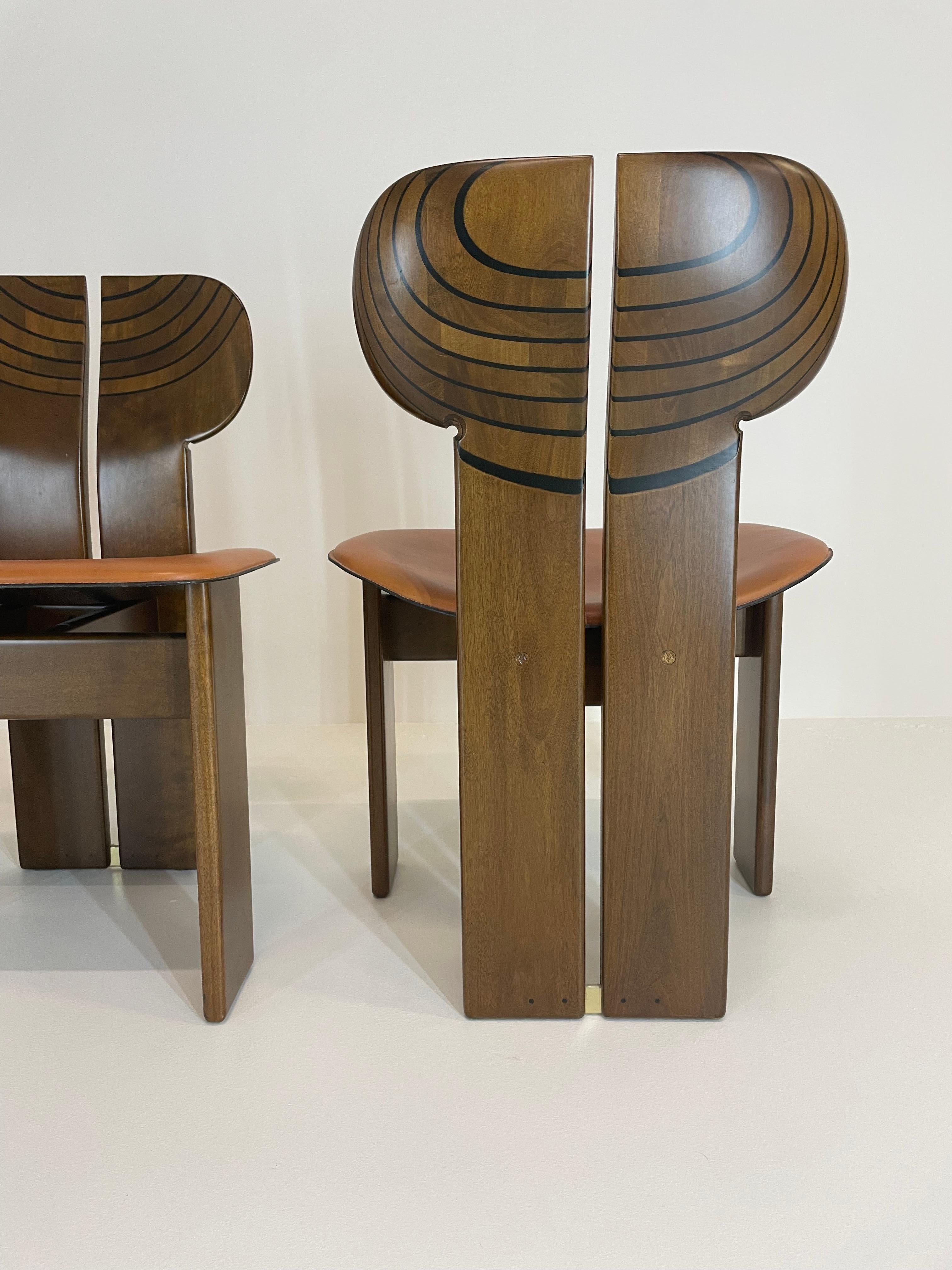 Afra & Tobia Scarpa Set of Four Africa Chairs by Maxalto Artona, Italy, 1970/80s 1