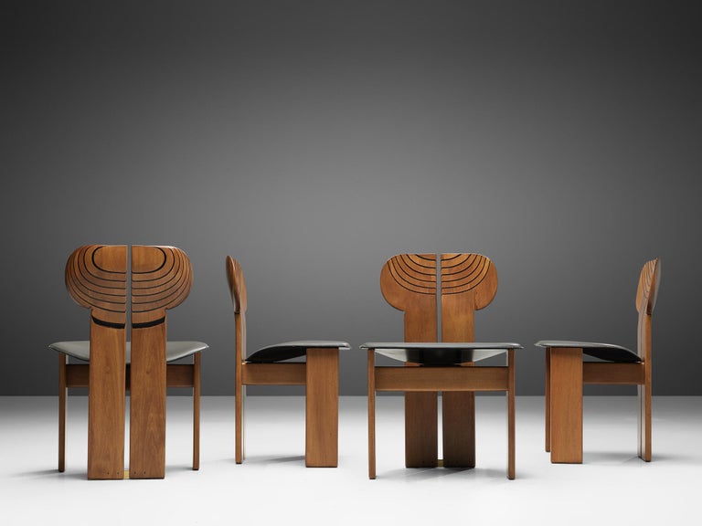 Italian Afra & Tobia Scarpa Set of Four 'Africa' Dining Chairs