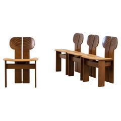 Afra & Tobia Scarpa Set of Four Africa Dining Chairs Maxalto Artona:: 1970-80s