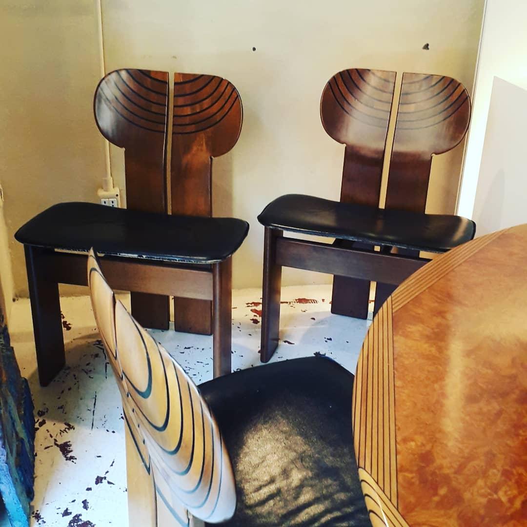 Afra Tobia Scarpa Set of four Africa Dining Chairs Maxalto Artona, 1973s, Italy 4