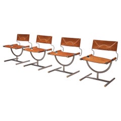 Afra & Tobia Scarpa Set of Four ‘Benetton’ Chairs in Leather and Steel