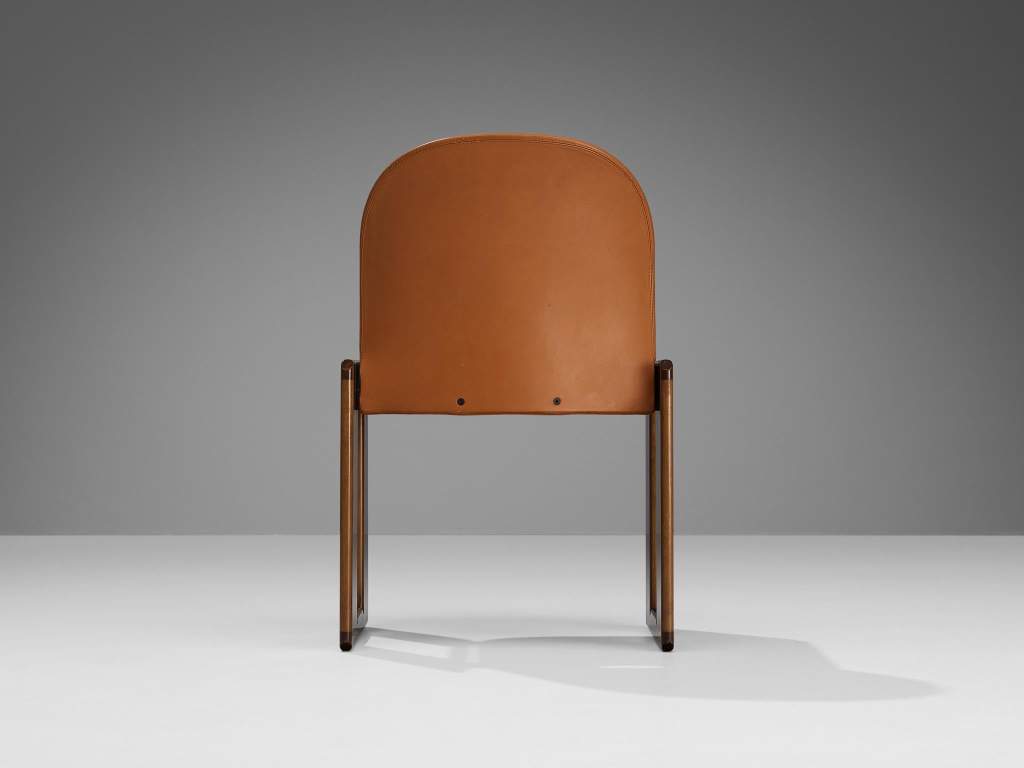 Afra & Tobia Scarpa Set of Four 'Dialogo' Dining Chairs in Cognac Leather 1