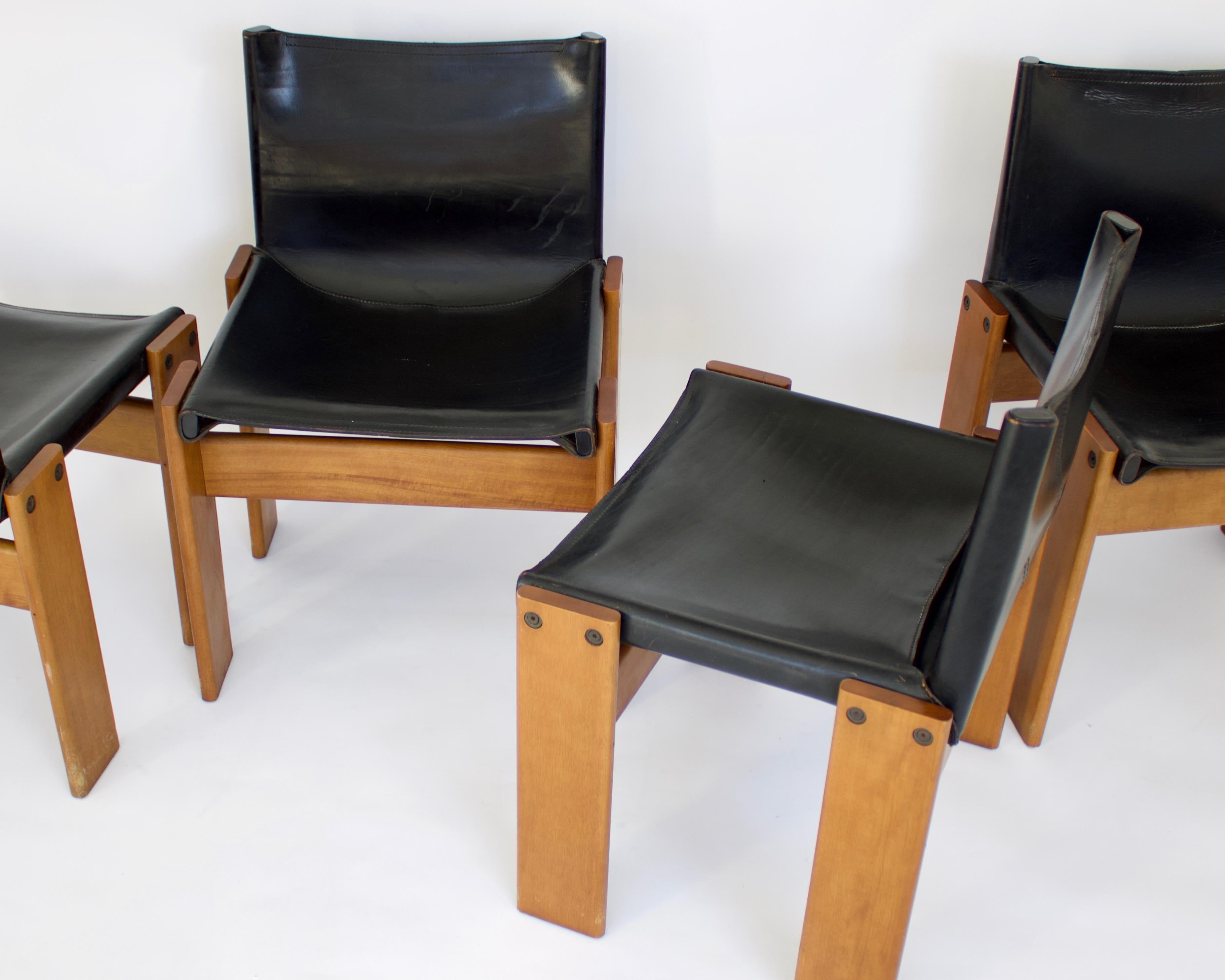 Afra & Tobia Scarpa Set of Four Monk Chairs for Molteni, circa 1974 5