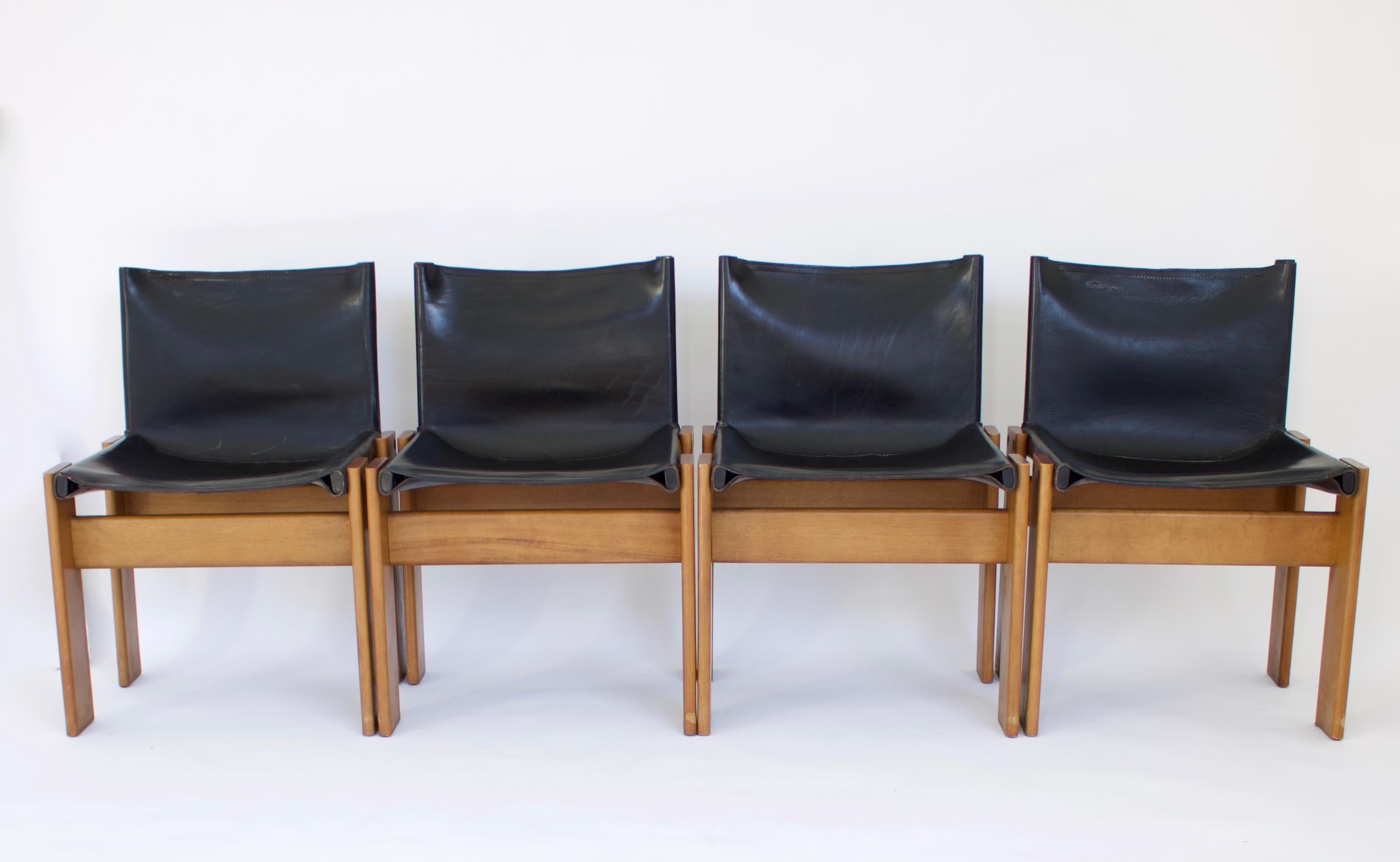 Mid-Century Modern Afra & Tobia Scarpa Set of Four Monk Chairs for Molteni, circa 1974 For Sale