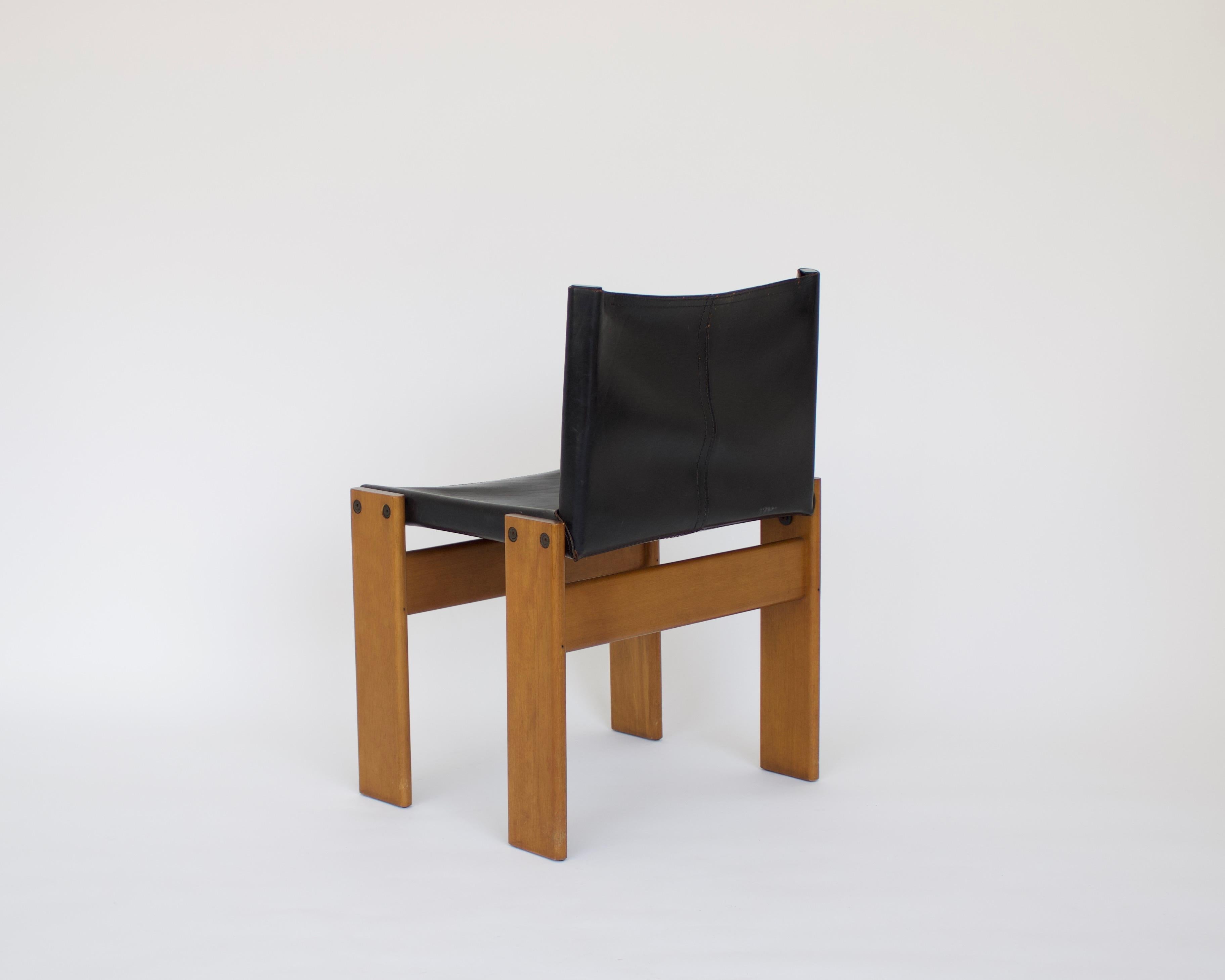 Afra & Tobia Scarpa Set of Four Monk Chairs for Molteni, circa 1974 In Good Condition For Sale In Chicago, IL