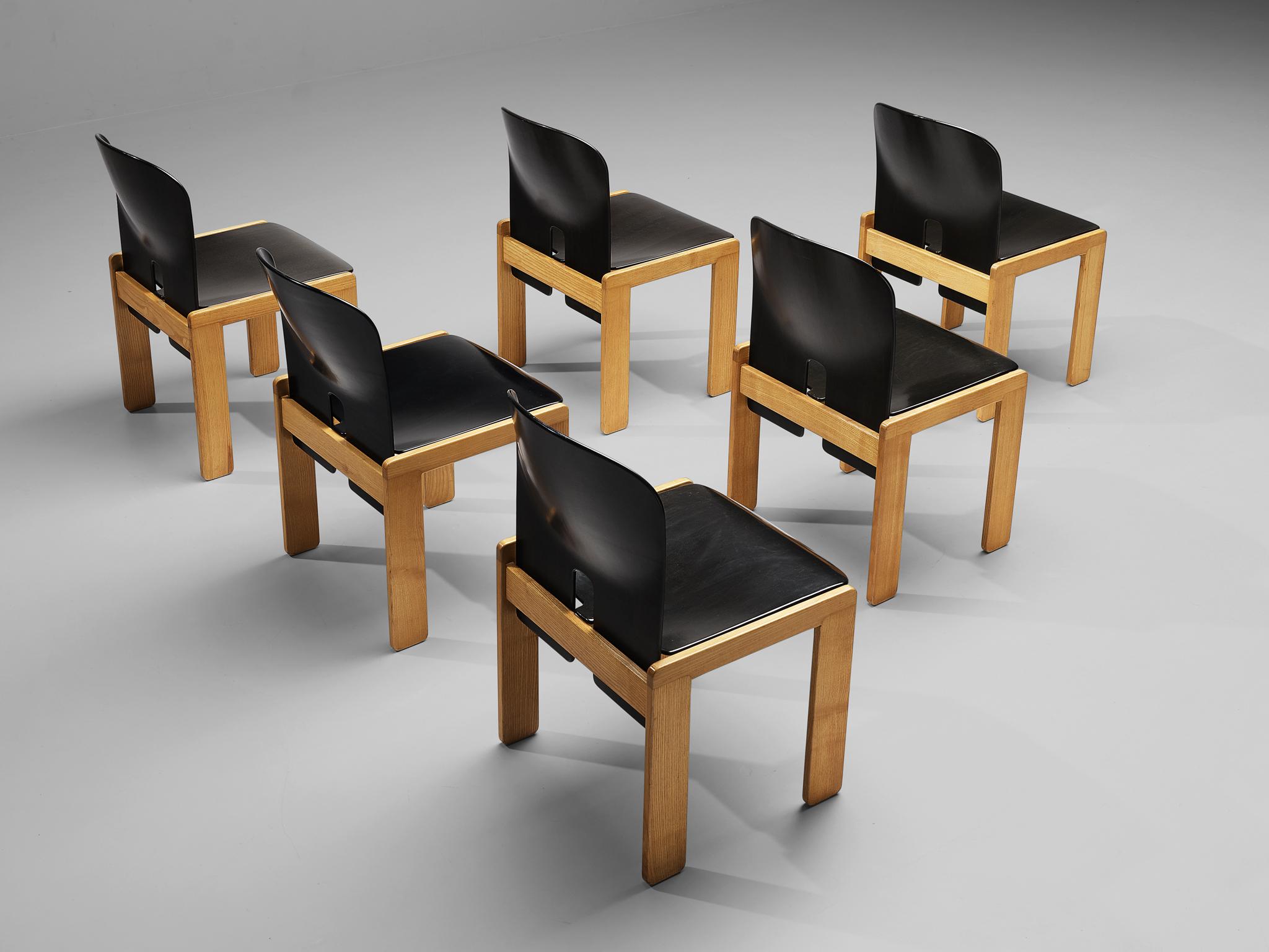 Italian Afra & Tobia Scarpa Set of Six '121' Dining Chairs