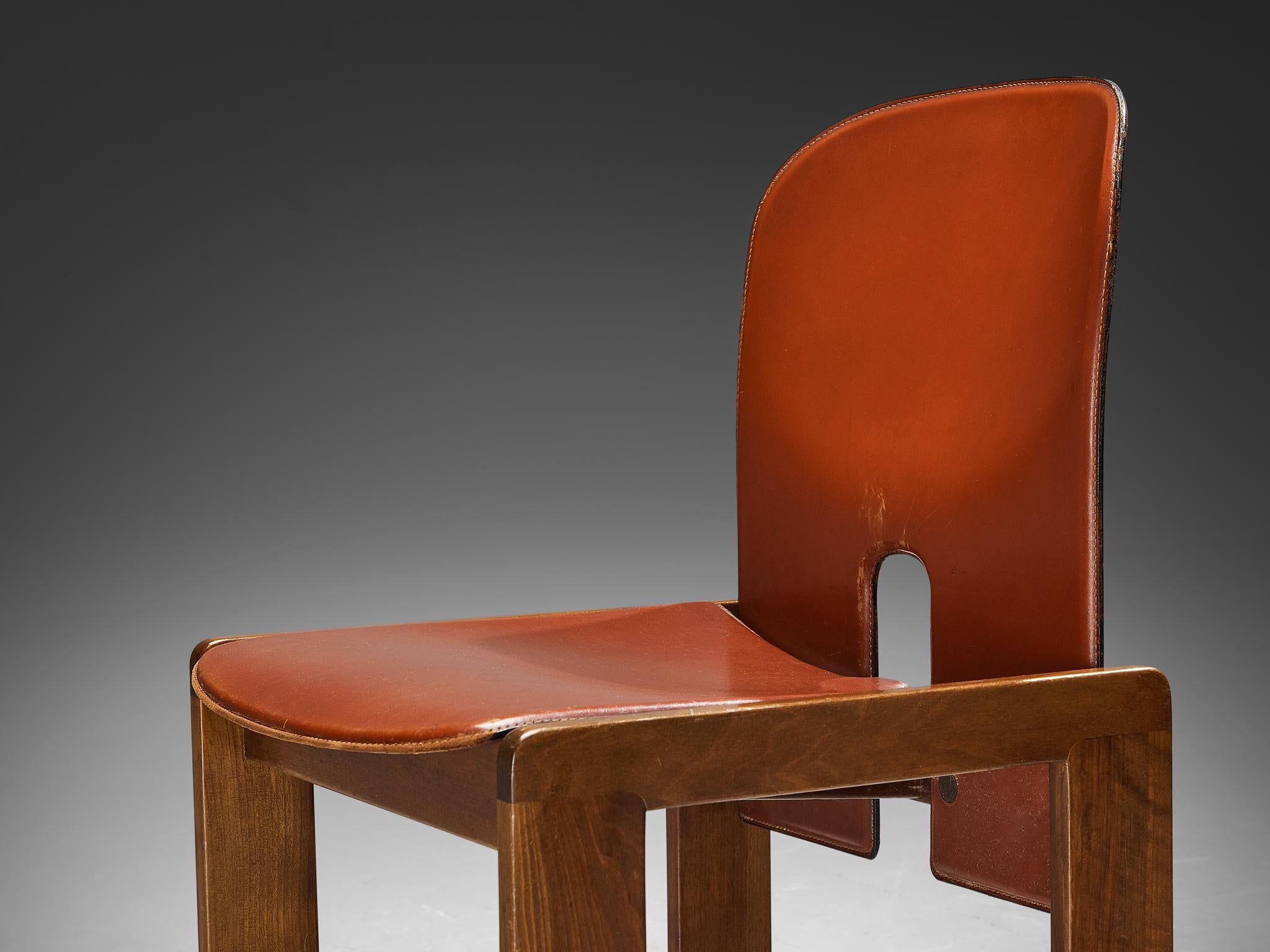 Afra & Tobia Scarpa Sechser-Set '121' Esstischstühle aus rotbraunem Leder  im Angebot 4