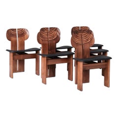Afra & Tobia Scarpa Ensemble de six chaises de salle à manger "Africa" pour Maxalto Italie, c.C. 1975
