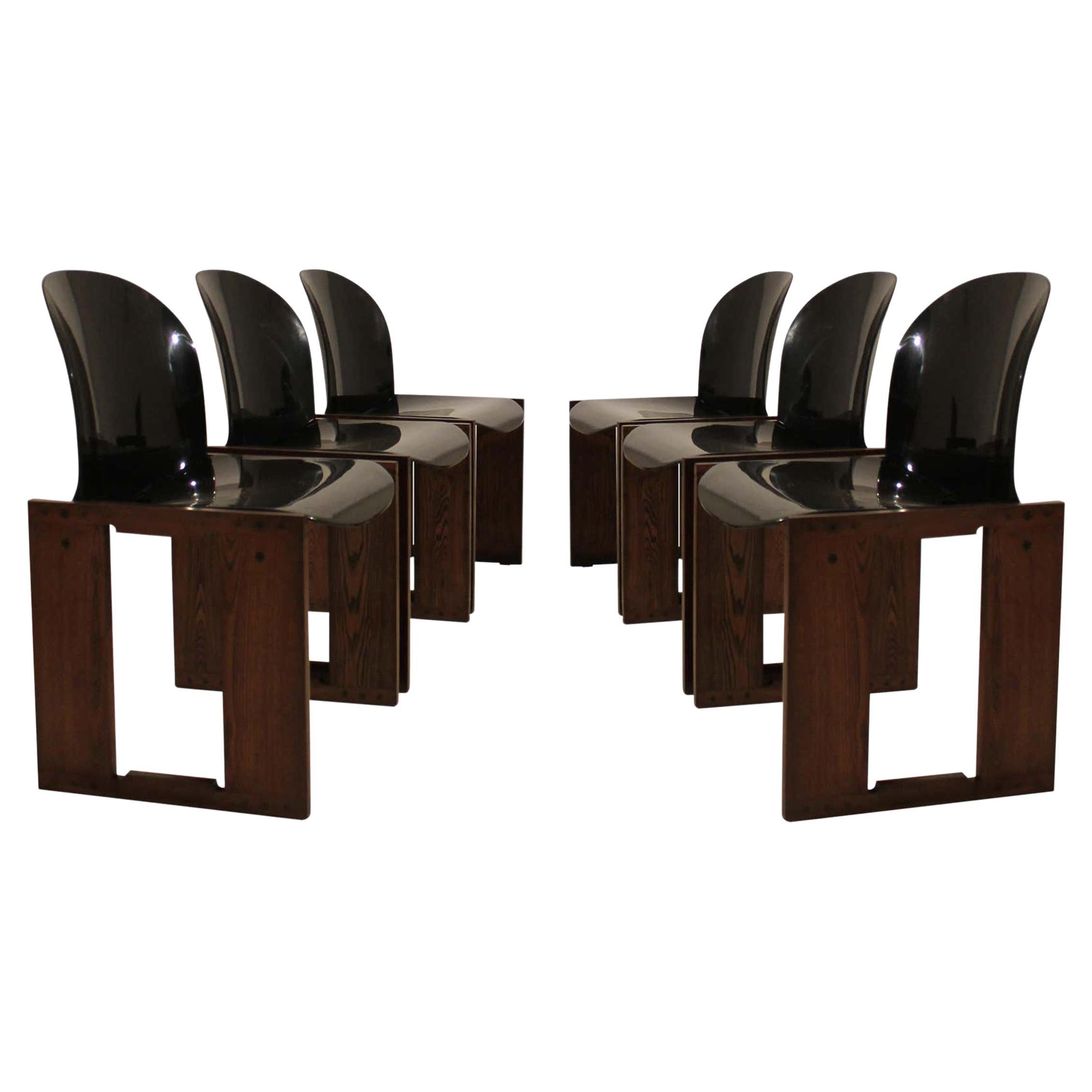 Afra & Tobia Scarpa Set of Six Dialogo Chairs in Oak and Fiberglass for B&B 70s