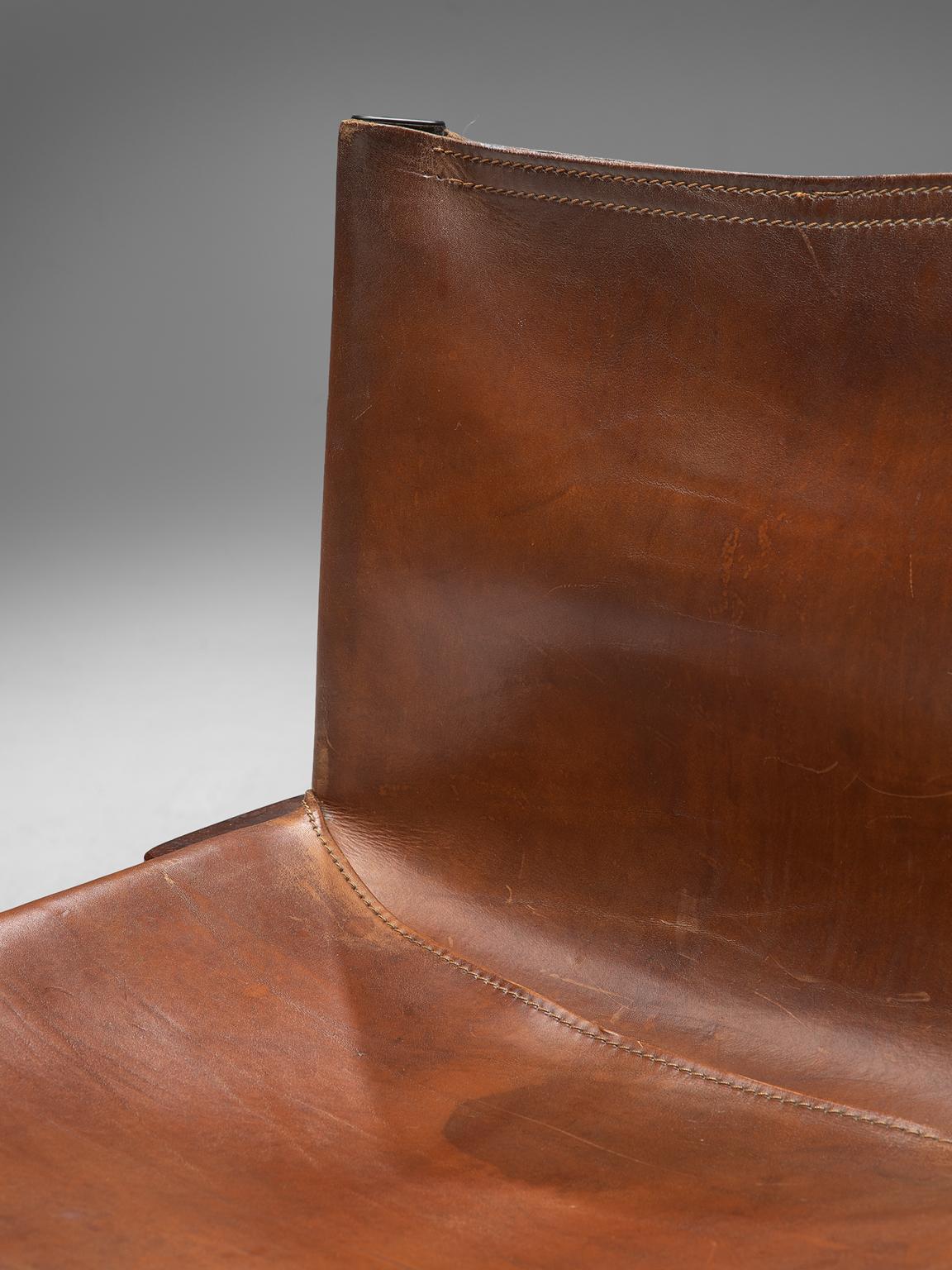 Afra & Tobia Scarpa Set of Six Monk Chairs in Patinated Cognac Leather 1
