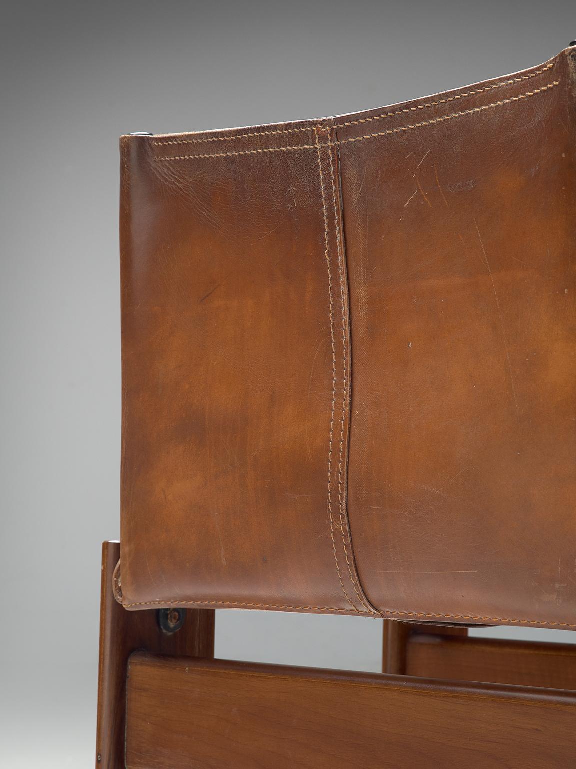Afra & Tobia Scarpa Set of Six Monk Chairs in Patinated Cognac Leather 2