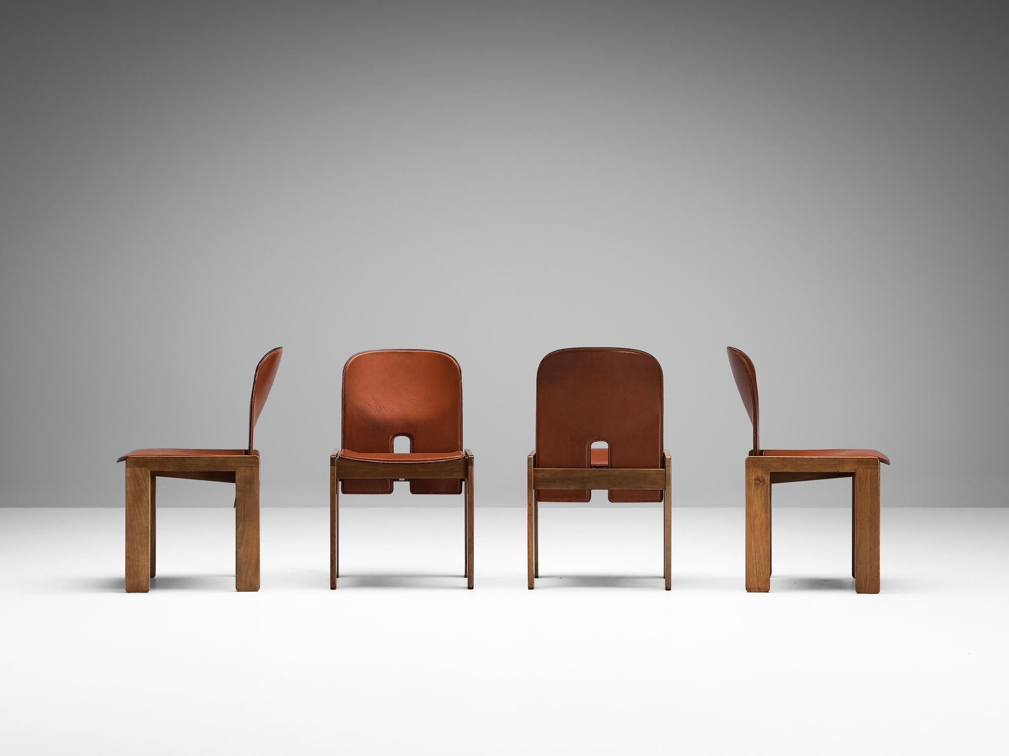 Mid-Century Modern Afra & Tobia Scarpa Set of Ten '121' Dining Chairs in Leather