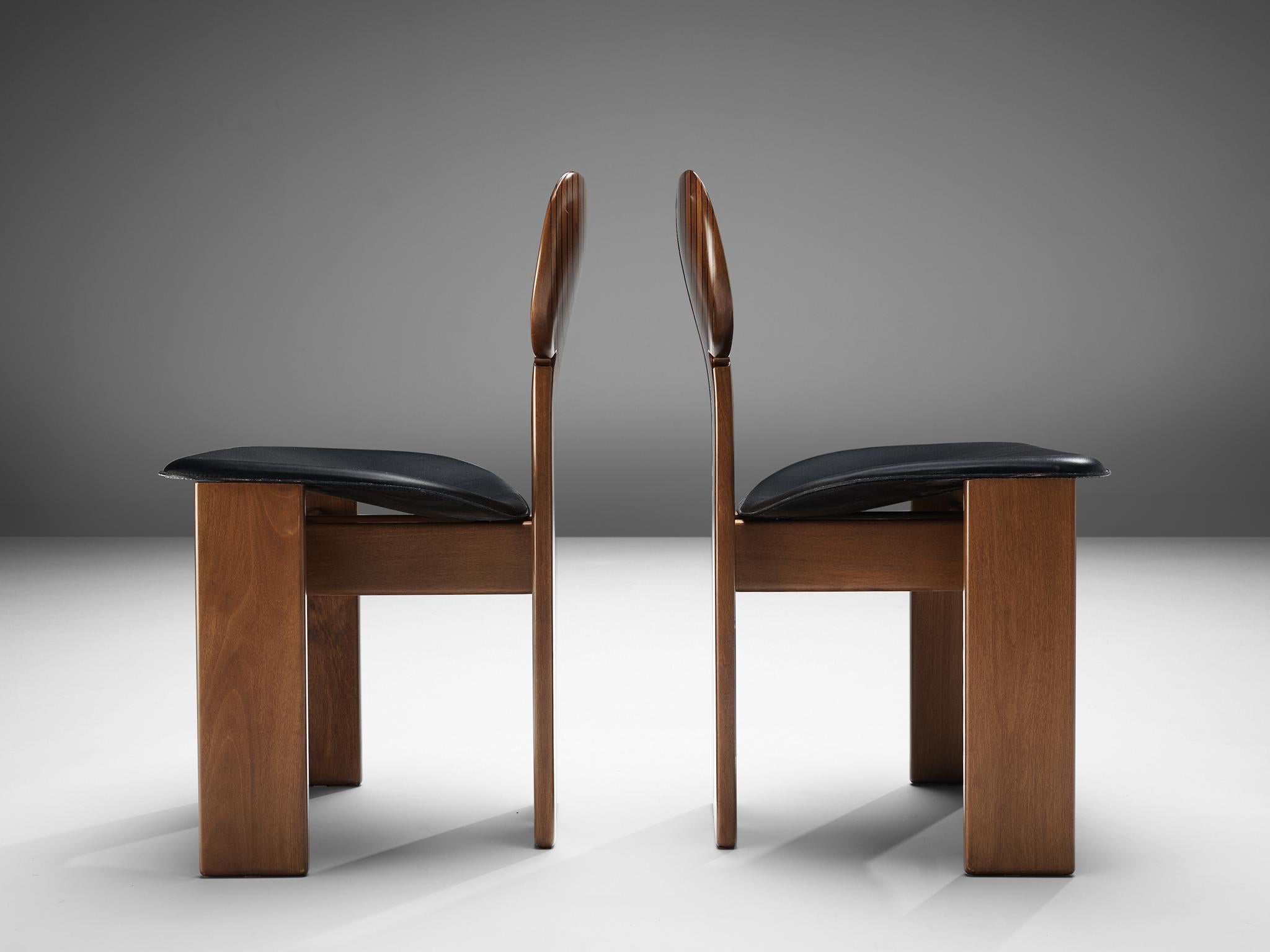 Afra & Tobia Scarpa Set of Twelve 'Africa' Dining Chairs with Black Leather 5