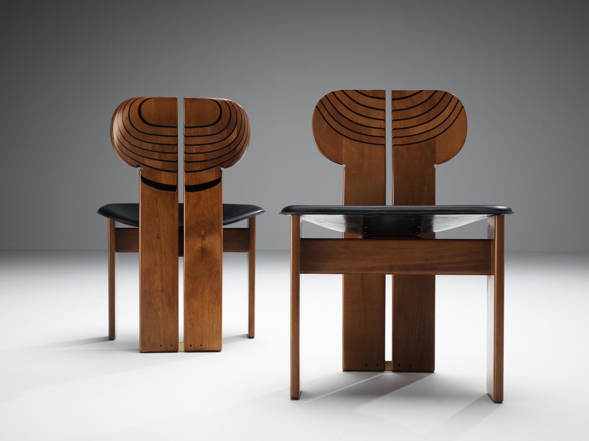 Afra & Tobia Scarpa Set of Twelve 'Africa' Dining Chairs with Black Leather 7