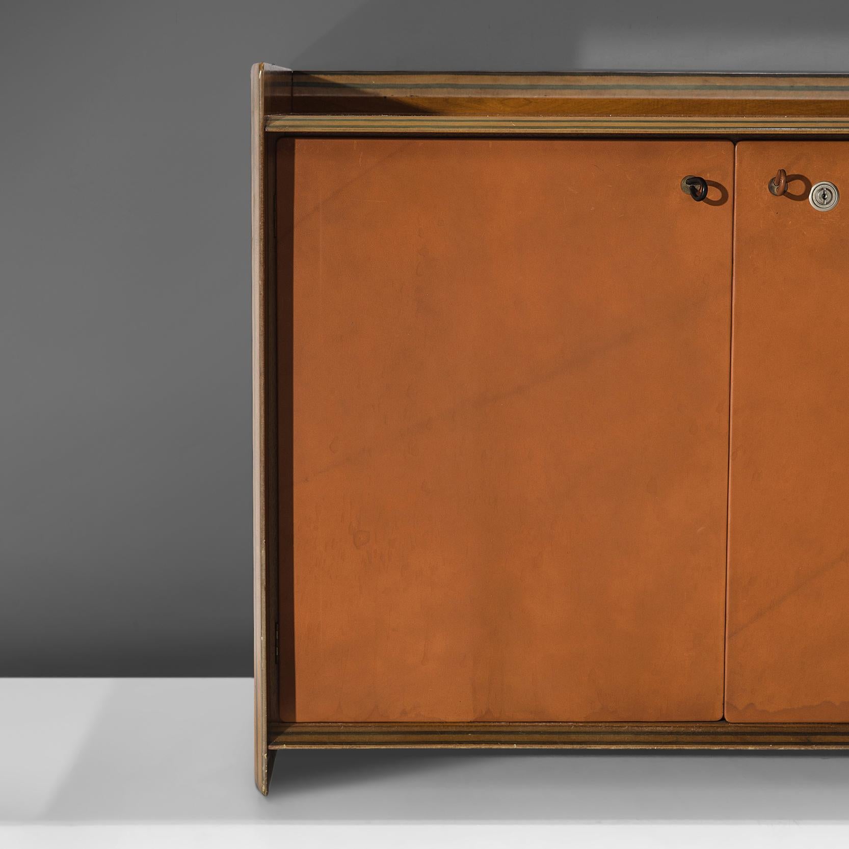 Late 20th Century Afra & Tobia Scarpa Sideboard Model 'Artona' in Walnut and Leather