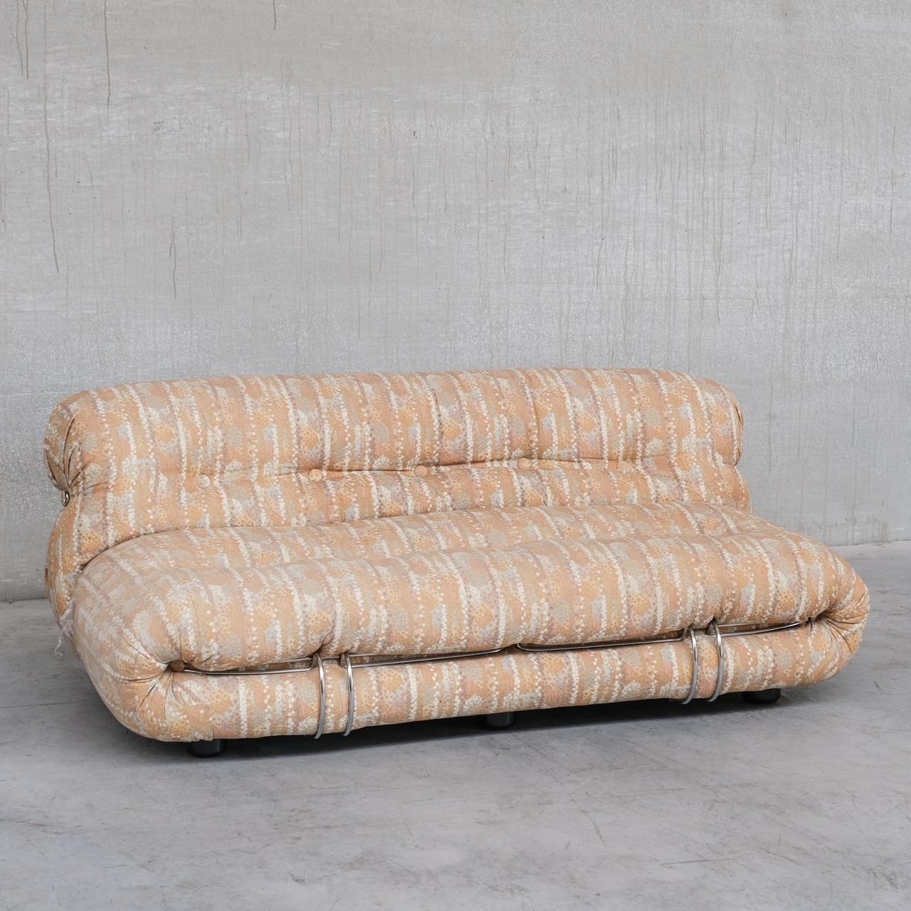 Italian Afra & Tobia Scarpa 'Sorian' Mid-Century Sofa and Lounge Chair Set