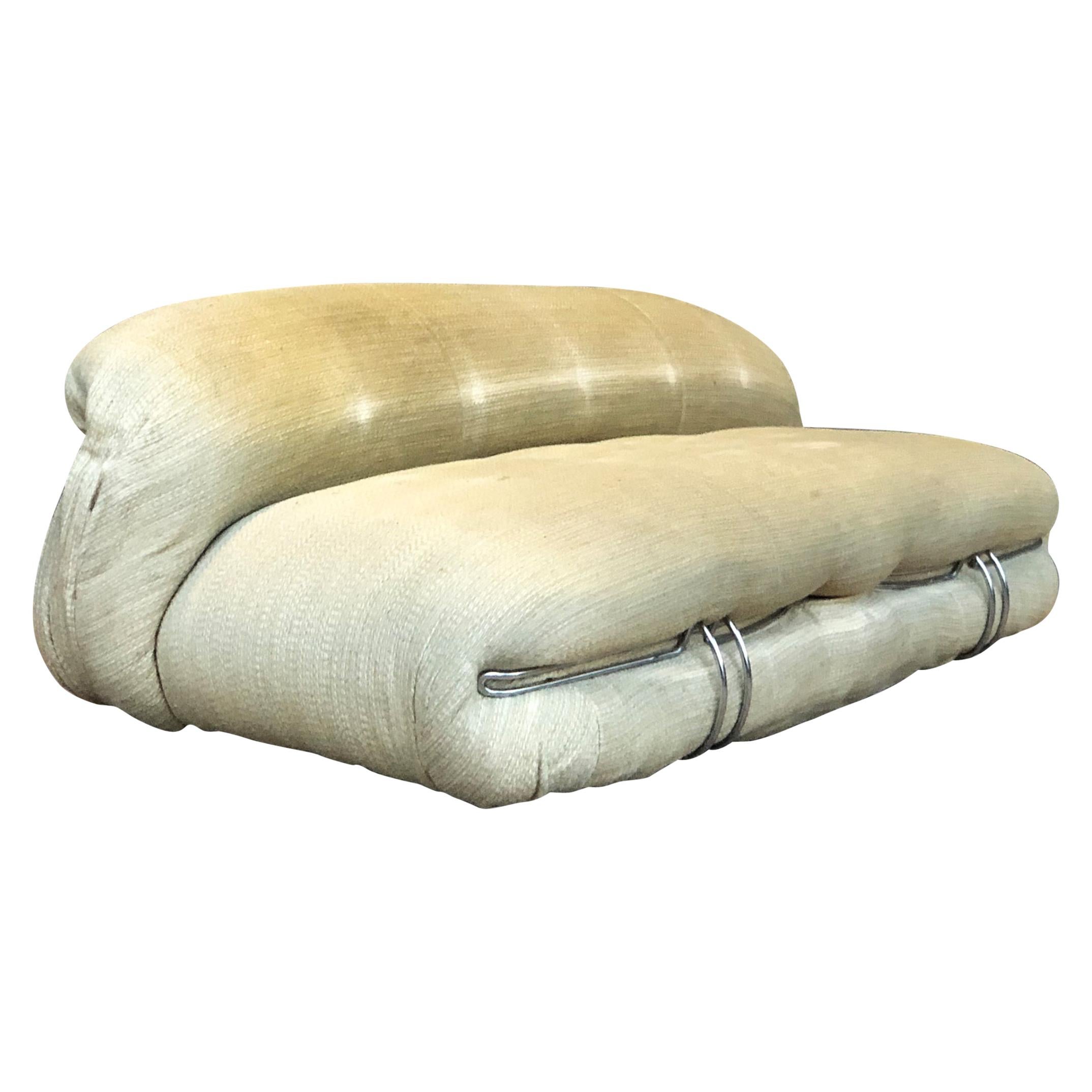 Afra & Tobia Scarpa Soriana 2-Seat Sofa for Cassina, 1972 'Needs Reupholstery' For Sale