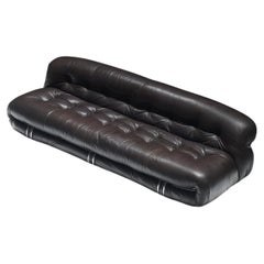 Afra & Tobia Scarpa “Soriana” 3-Seater Sofa in Dark Chocolate Leather - Cassina.