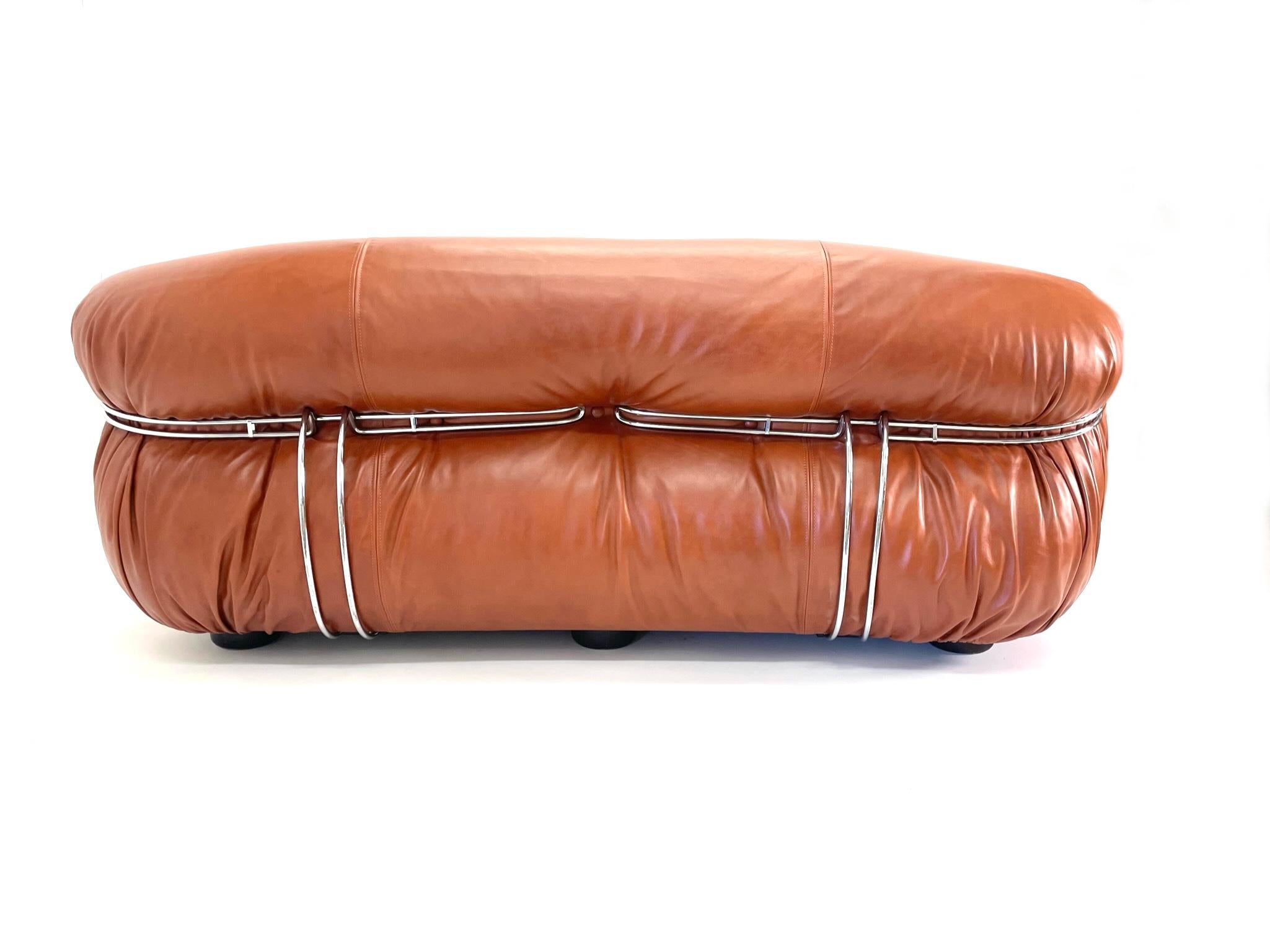 Mid-20th Century Afra & Tobia Scarpa Soriana Couch for Cassina in Freshly Upholstered Leather  For Sale
