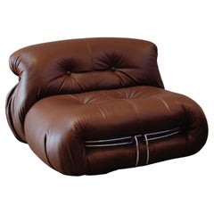 Afra & Tobia Scarpa Fauteuil "Soriana" pour Cassina, cuir brun, 1969