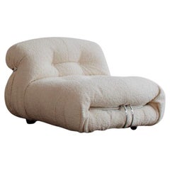 Afra & Tobia Scarpa Soriana Stuhl für Cassina, elfenbeinfarbener Bouclé, 1969, 1er-Set