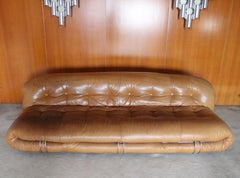 Afra & Tobia Scarpa "Soriana" for Cassina Three Seat Sofa in Leather, Italy 1972